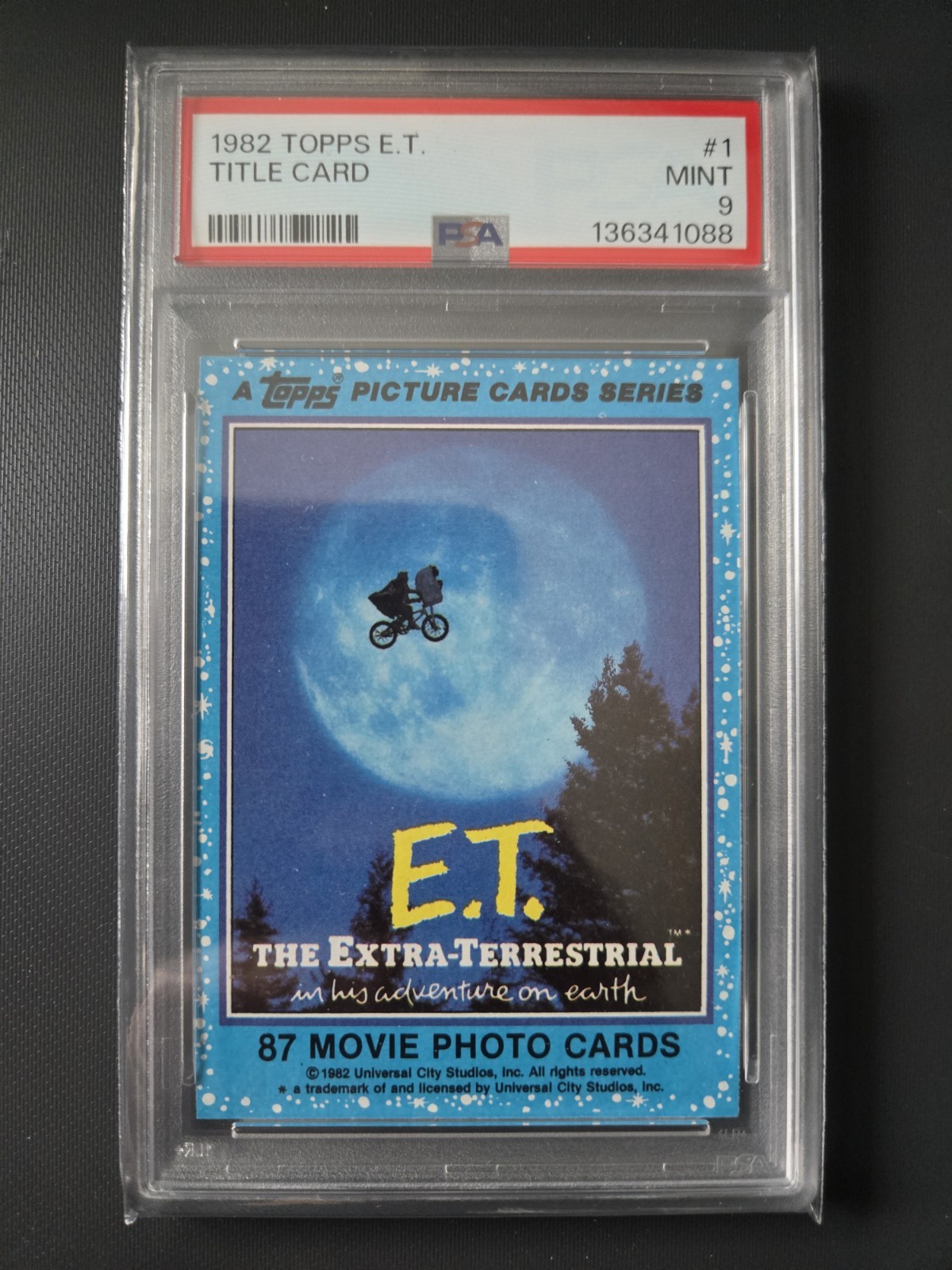 1982 TOPPS E.T. #1 TITLE CARD PSA 9 BEAUTIFUL New Grade 1982 TOPPS E.T. #1 TITLE CARD PSA 9 BEAUTIFUL New Grade