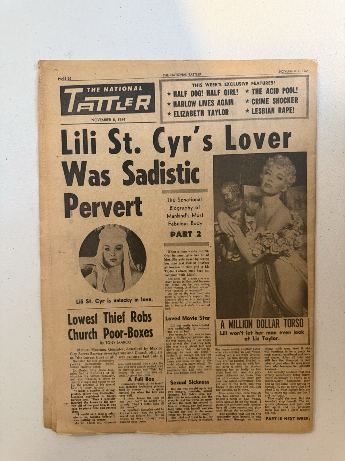 1964 November 8th The National Tattler Newspaper, Lili St. Cyr (VRN10) 1964 November 8th The National Tattler Newspaper, Lili St. Cyr (VRN10)