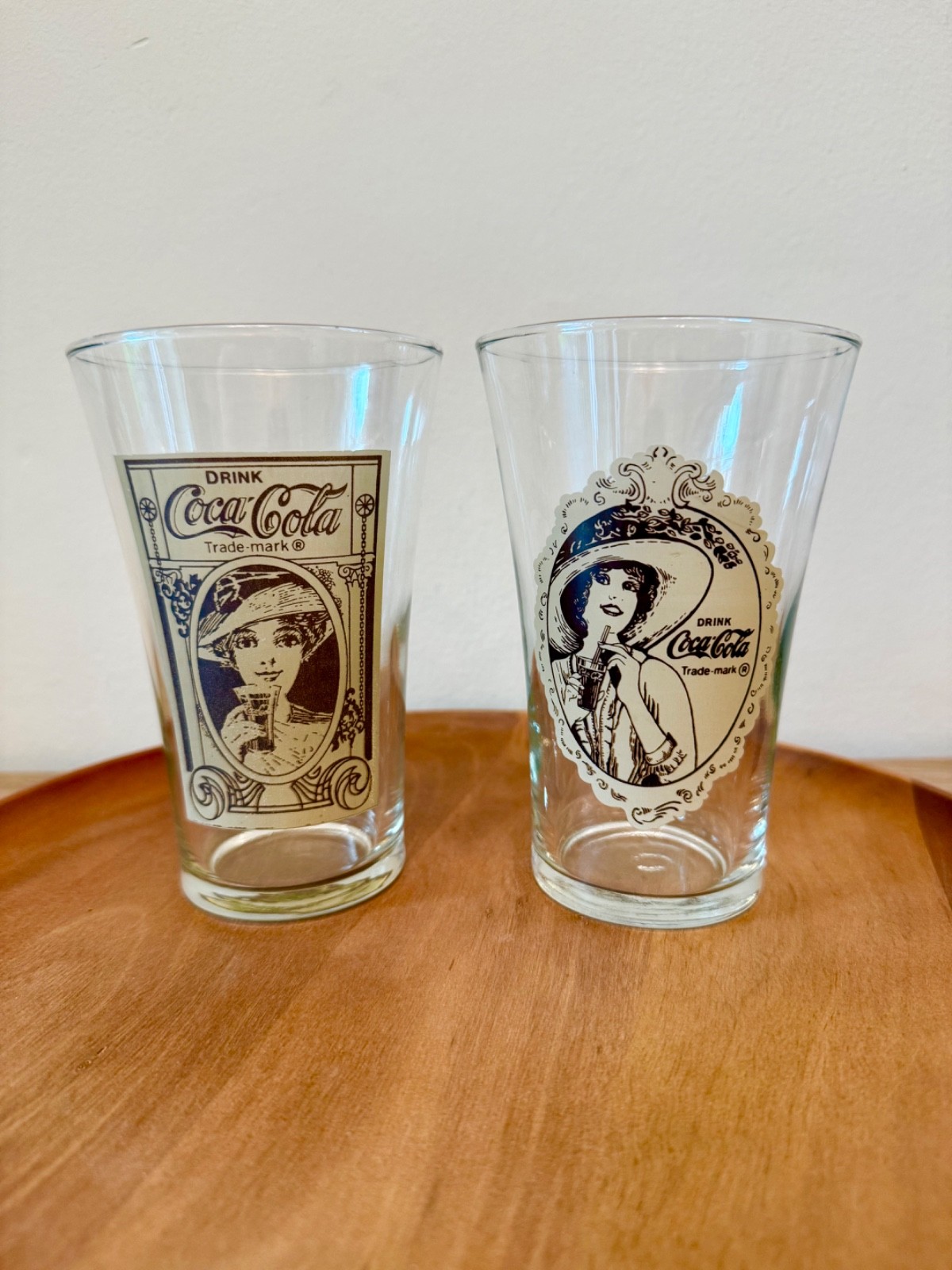 Vintage Coca-Cola Gibson Girl Flared Glass Tumblers | Set of 2 | Victorian Lady