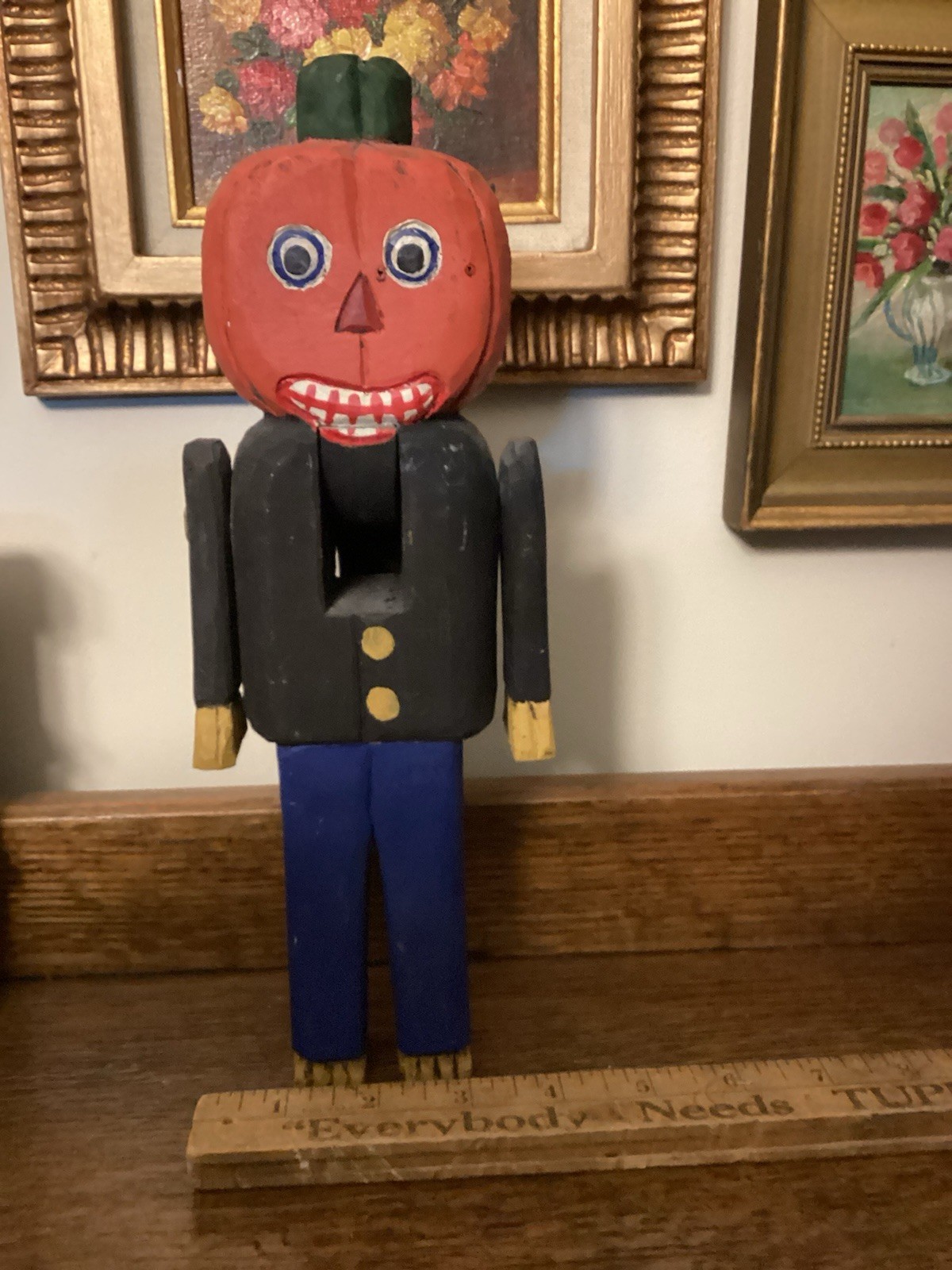 Vintage Mary Myers Folk Art Jack-o-Lantern Pumpkin Nutcracker Halloween Vintage Mary Myers Folk Art Jack-o-Lantern Pumpkin Nutcracker Halloween