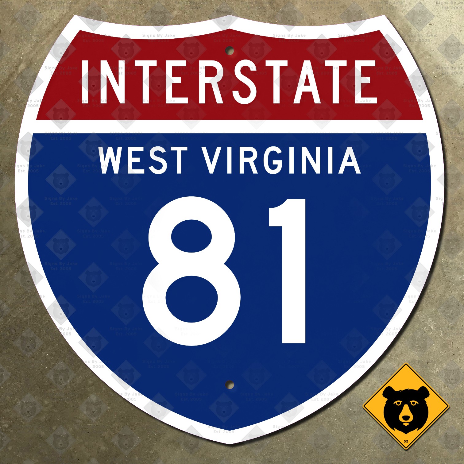 West Virginia Interstate 81 highway route marker road sign 1957 panhandle 18x18
