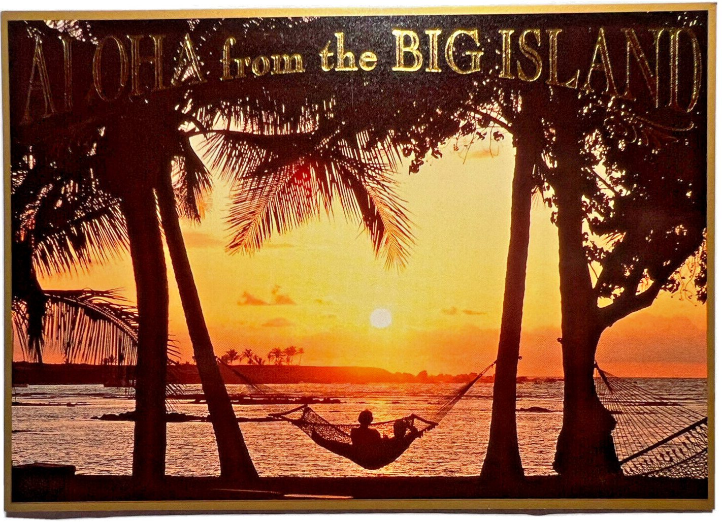 1999 Postcard SUNSET AT THE MAUNA LANI BAY HOTEL Big Island Hammock Sunset A8