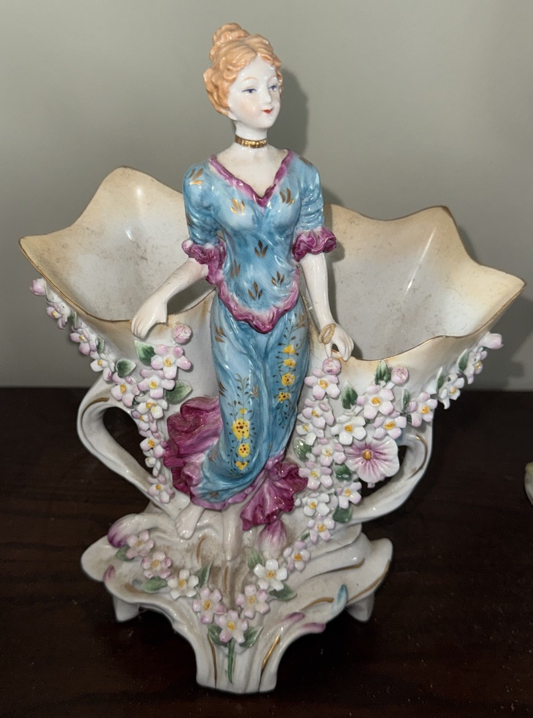 Richard Klemm antique German porcelain Dresden figure vase girl Richard Klemm antique German porcelain Dresden figure vase girl