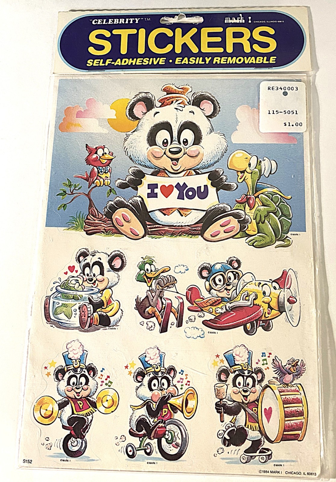 Vtg 80's Mark I CELEBRITY PANDA Stickers 2 LG sheets Anthropomorphic New In Pkg Vtg 80's Mark I CELEBRITY PANDA Stickers 2 LG sheets Anthropomorphic New In Pkg