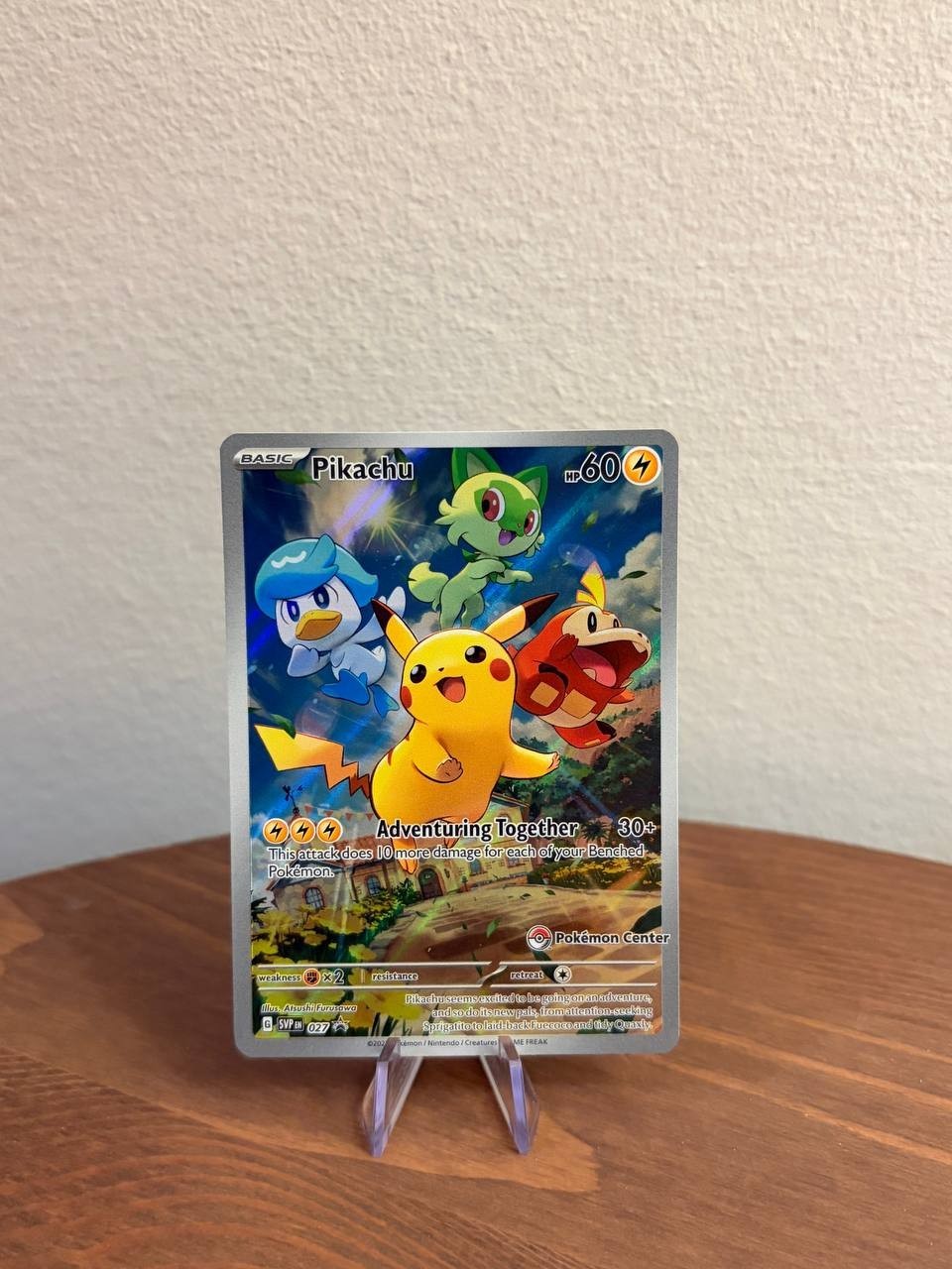 Pikachu SVP027 Pokemon Center Stamped S&V Black Star Promo Paldea Evolved ETB Pikachu SVP027 Pokemon Center Stamped S&V Black Star Promo Paldea Evolved ETB