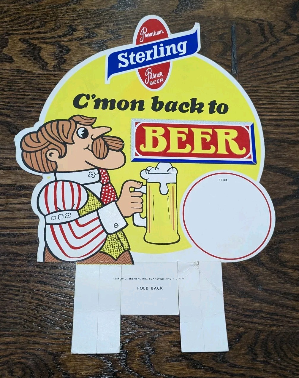 Antique Sterling Beer Cardboard In-Store Bottle Topper Advertising Sign Pricing Antique Sterling Beer Cardboard In-Store Bottle Topper Advertising Sign Pricing