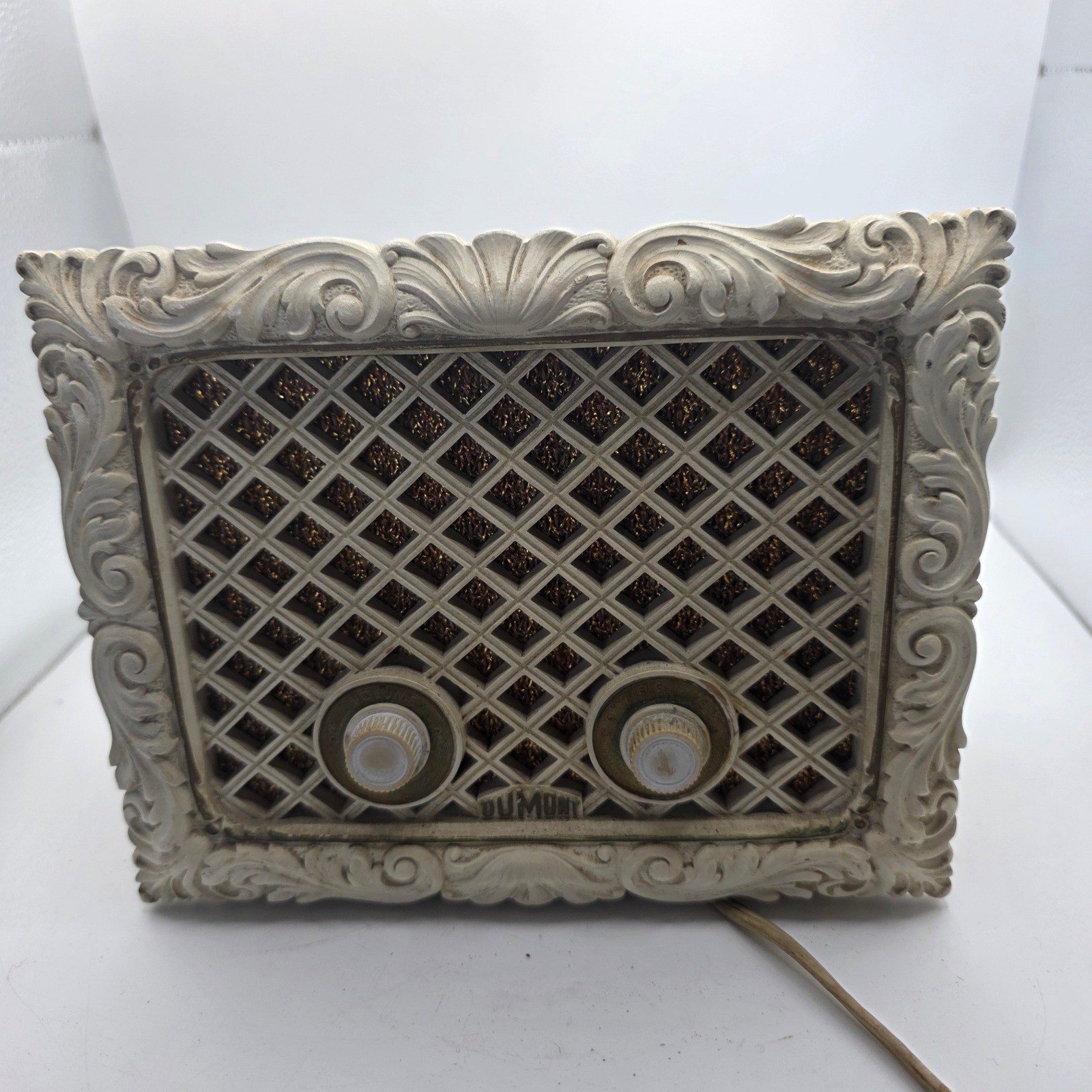Vintage 1956 DuMont RA-346 Tube AM Radio Ornate Rococo Lattice WORKING Rare Vintage 1956 DuMont RA-346 Tube AM Radio Ornate Rococo Lattice WORKING Rare