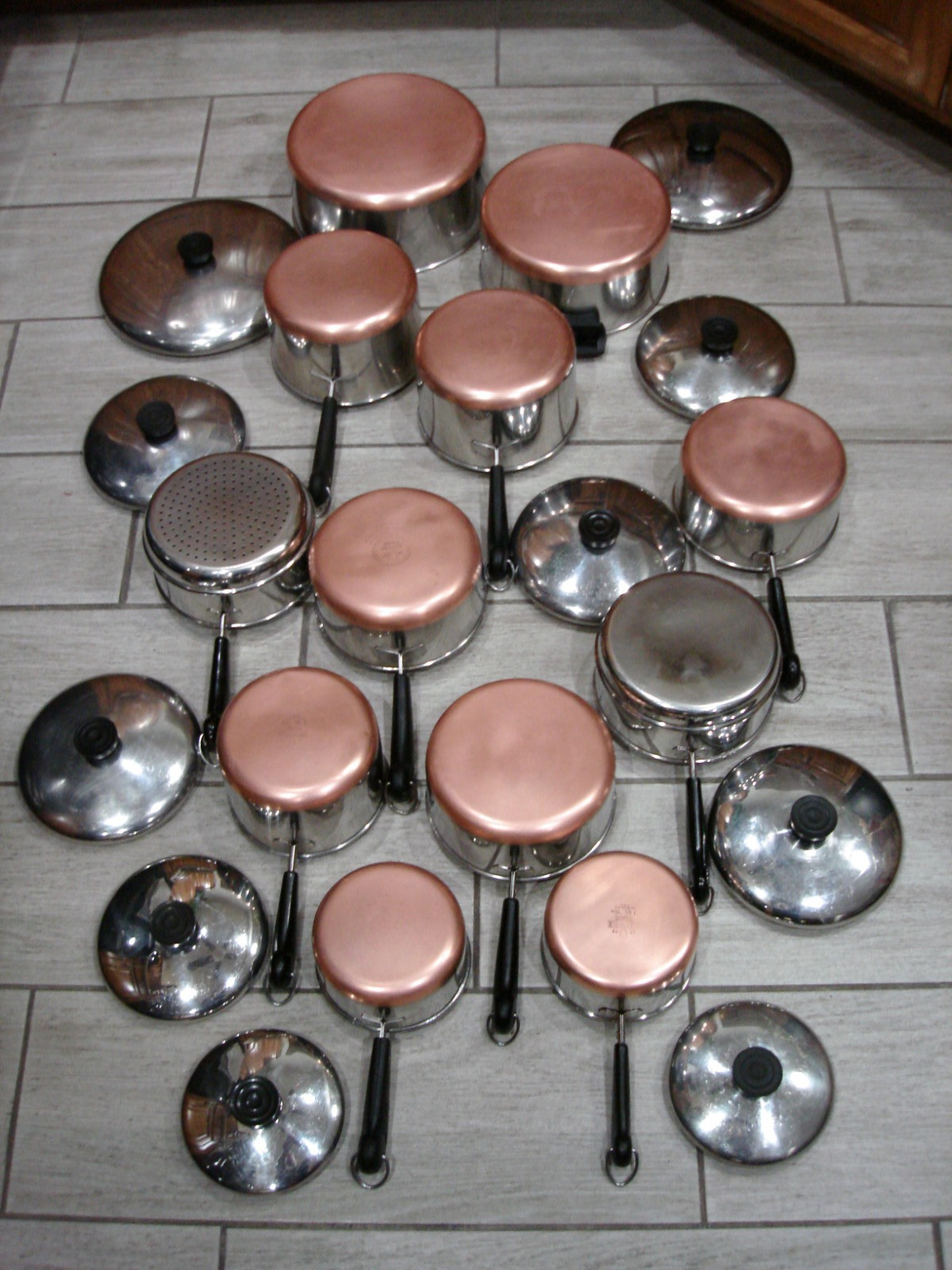 USA MADE -Vintage REVERE WARE Copper Bottom 22 Pc. Cookware Set GORGEOUS USA MADE -Vintage REVERE WARE Copper Bottom 22 Pc. Cookware Set GORGEOUS
