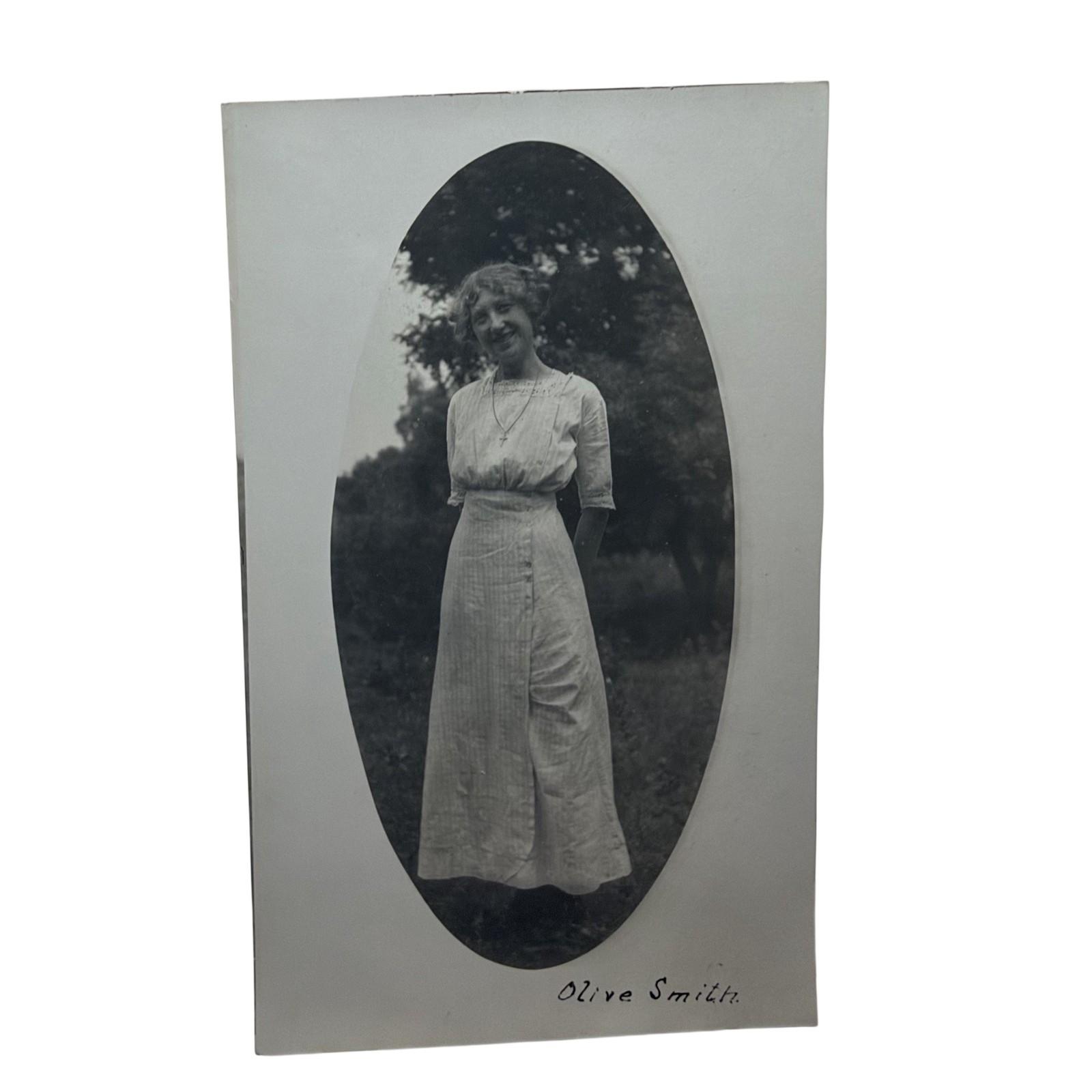 Vintage C1910s Olive Smith Woman Portrait RPPC Real Photo AZO 3.5x5.5 Unposted