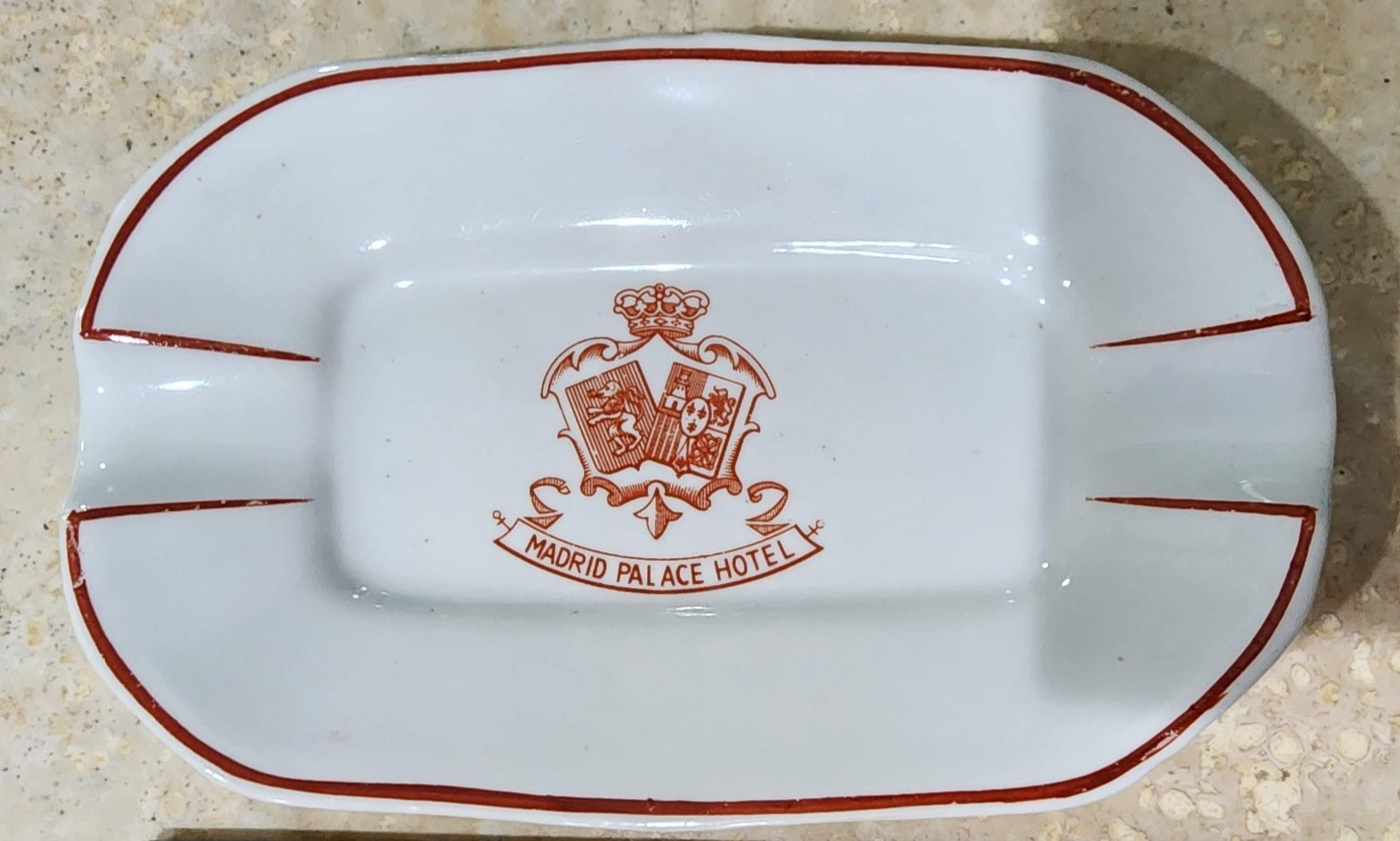 Vintage Porcelanas Alvarez Spain Ashtray Madrid Palace Hotel Royal Crown Crest