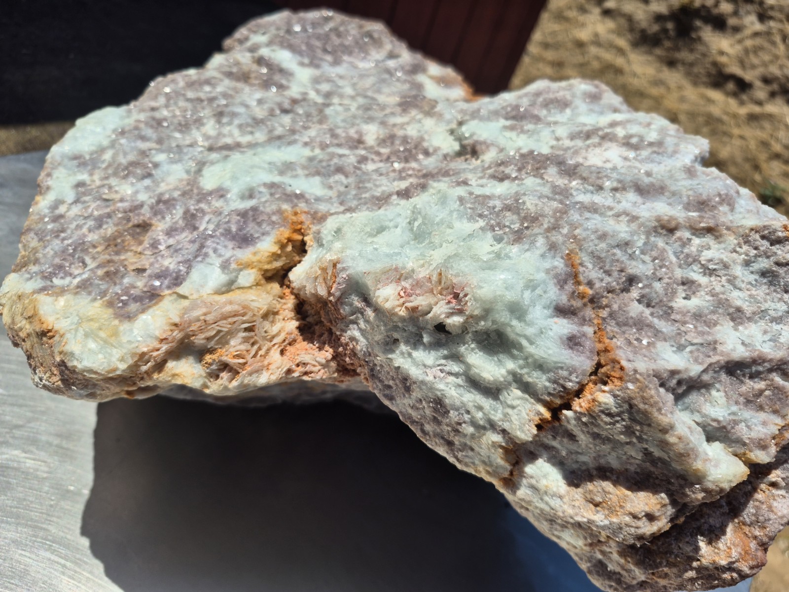 Massive Gem Specimen 111 Lb Lepidolite+Clevelandite Boulder California Stunner