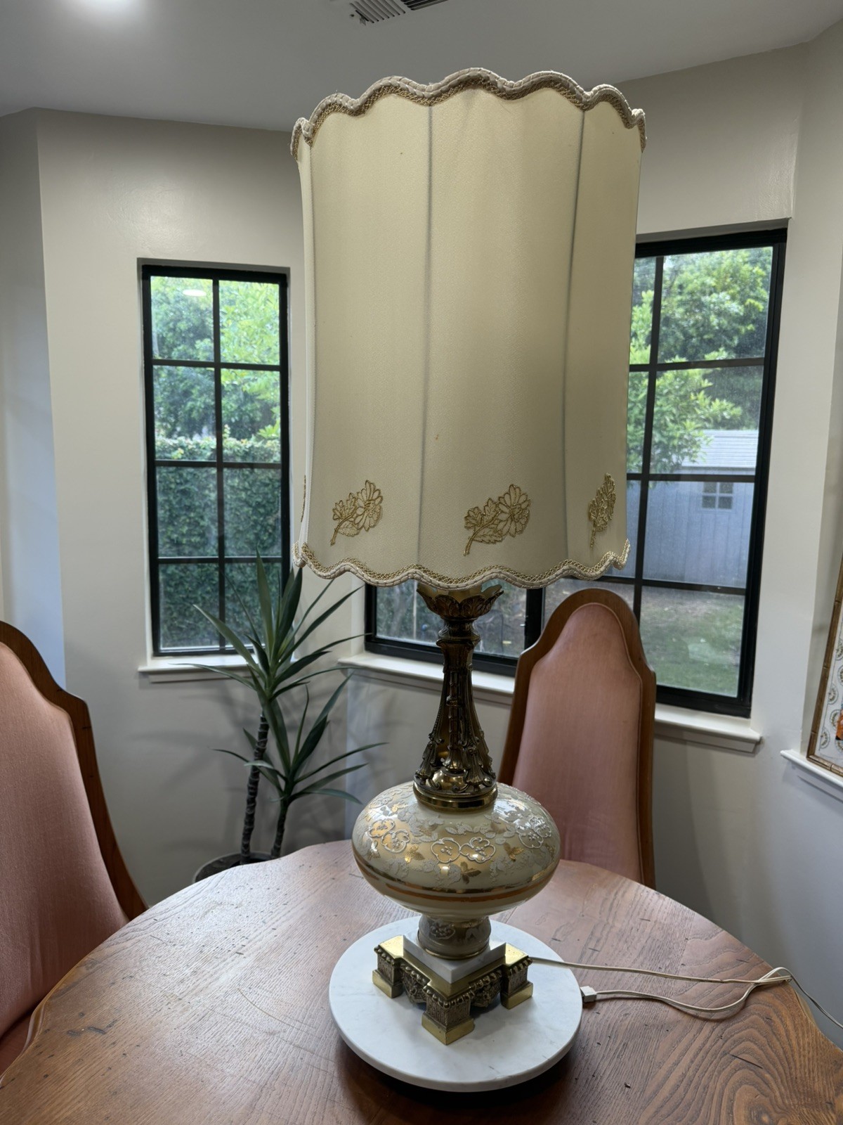 RARE Vintage Carl Falkenstein? Lamp Hollywood Regency MCM Brass Marble +Shade RARE Vintage Carl Falkenstein? Lamp Hollywood Regency MCM Brass Marble +Shade
