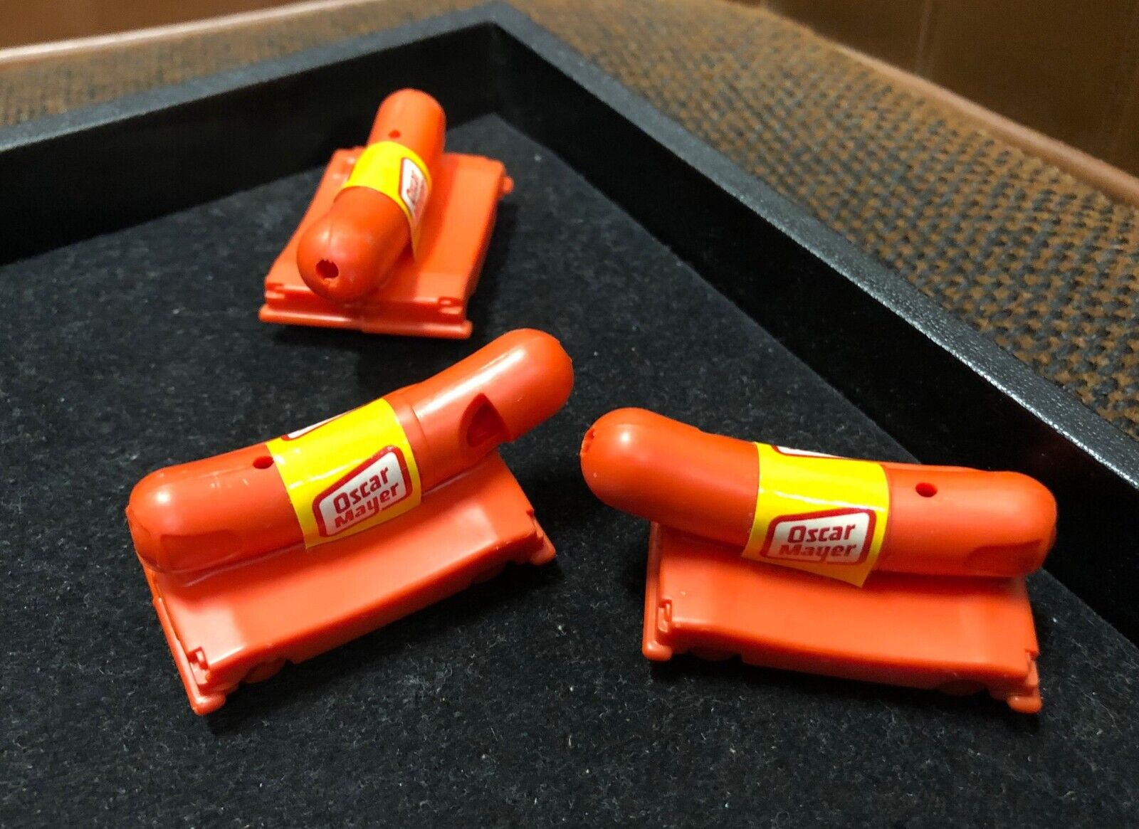 3  Oscar Mayer Wiener Mobile 2” Whistle Vintage Collectible--FLAWLESS  CONDITION