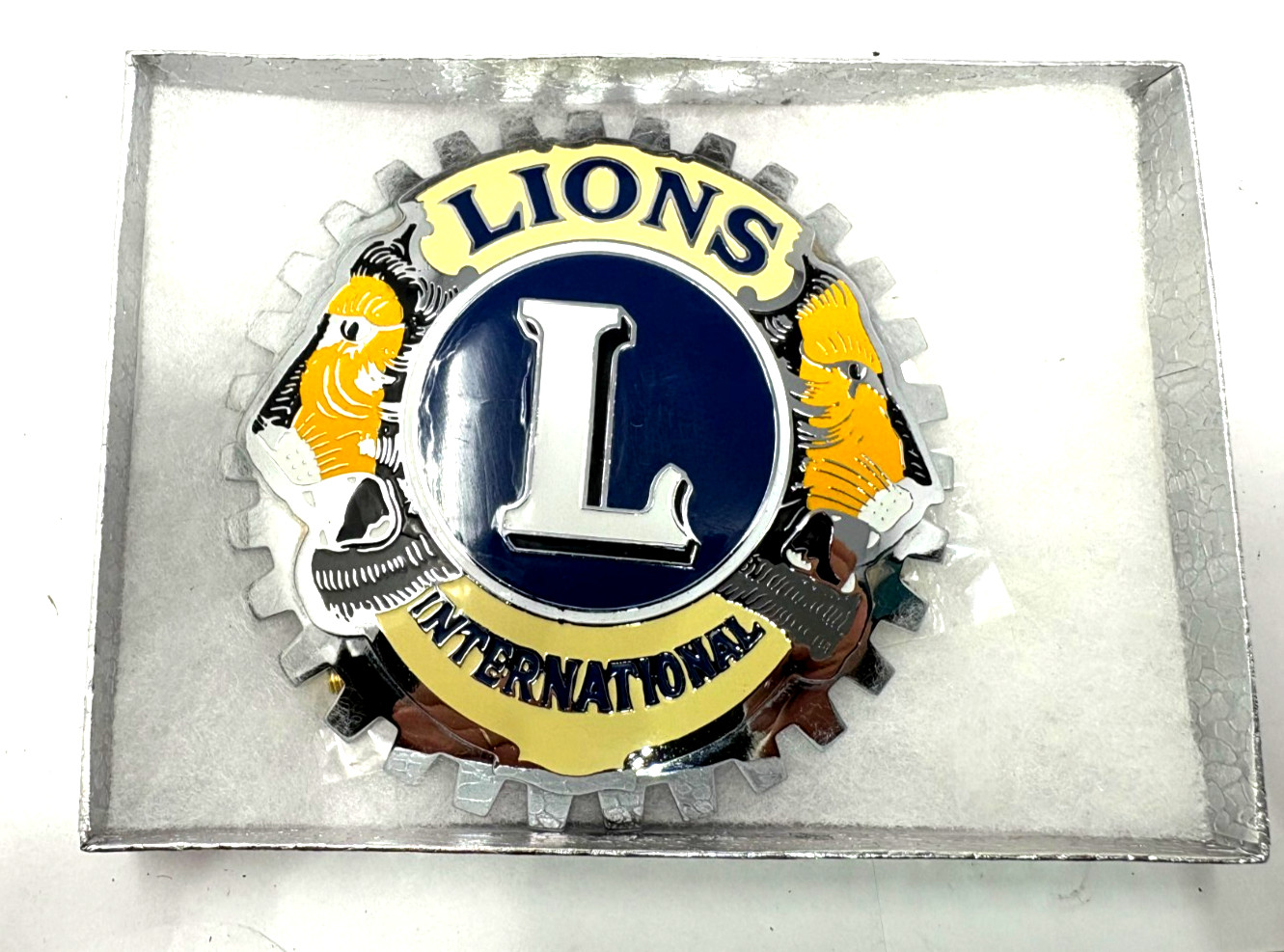 LIONS INTERNATIONAL Vintage Car Emblem / Grill Badge, New Old Stock LIONS INTERNATIONAL Vintage Car Emblem / Grill Badge, New Old Stock