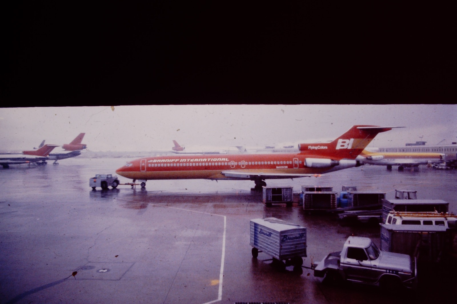 AUG 1979 Braniff Airplane At Chicago O\'Hare International Airport Slide CJ-I AUG 1979 Braniff Airplane At Chicago O\'Hare International Airport Slide CJ-I
