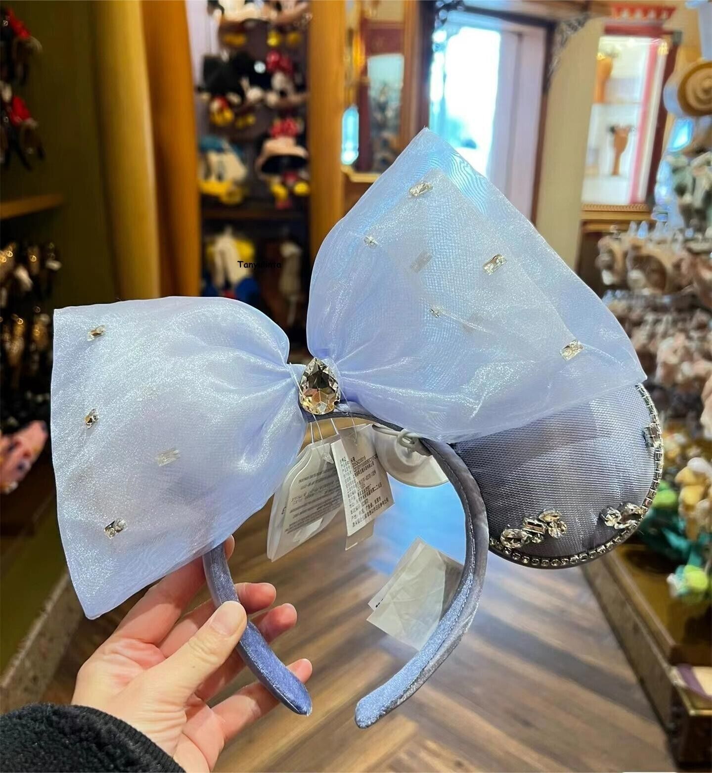 Disney authentic Blue bow Minnie mouse ear headband shanghai disneyland New