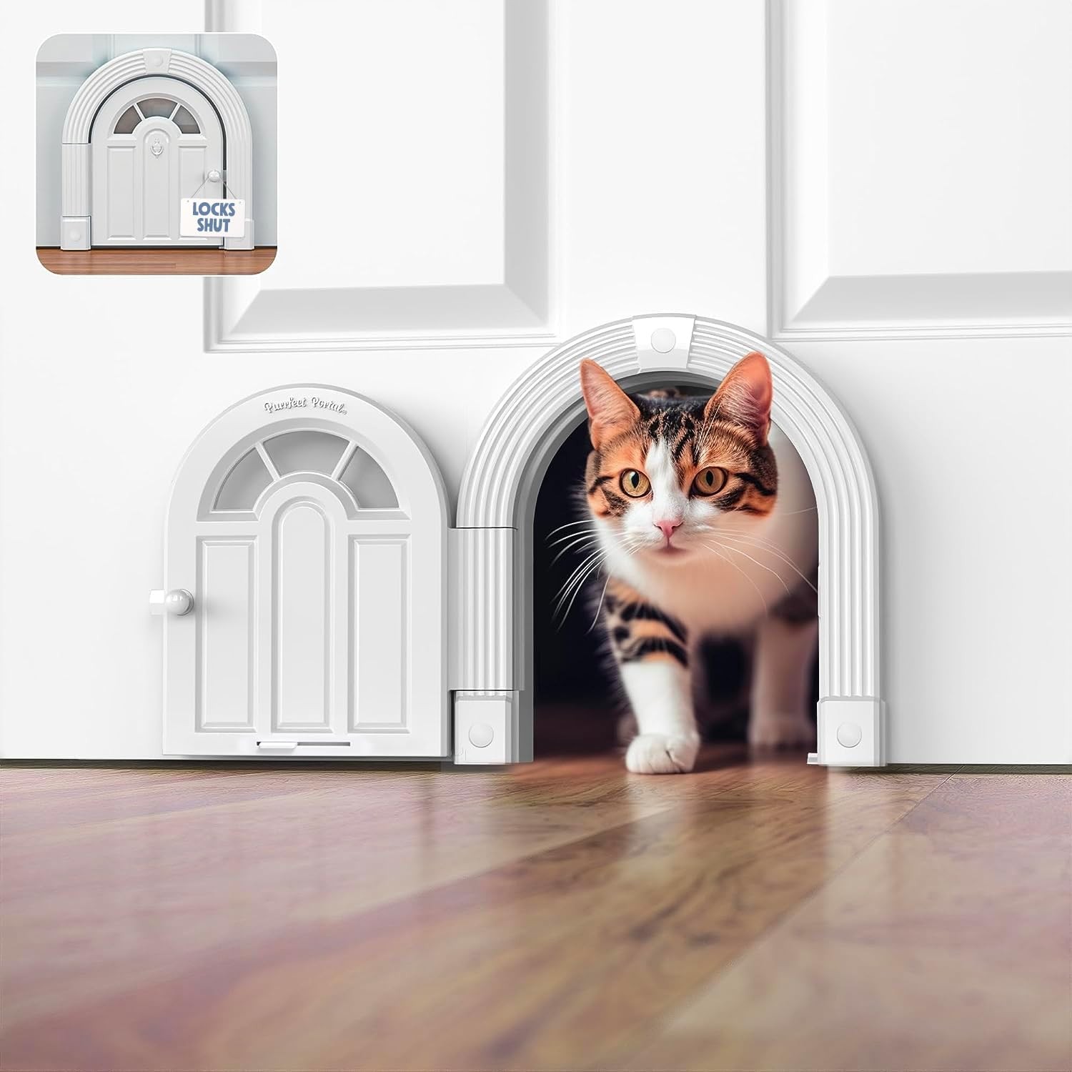 Purrfect Portal Meow Manor Cat Door Interior Door - No-Flap, Fits Cats Up to 20 Purrfect Portal Meow Manor Cat Door Interior Door - No-Flap, Fits Cats Up to 20