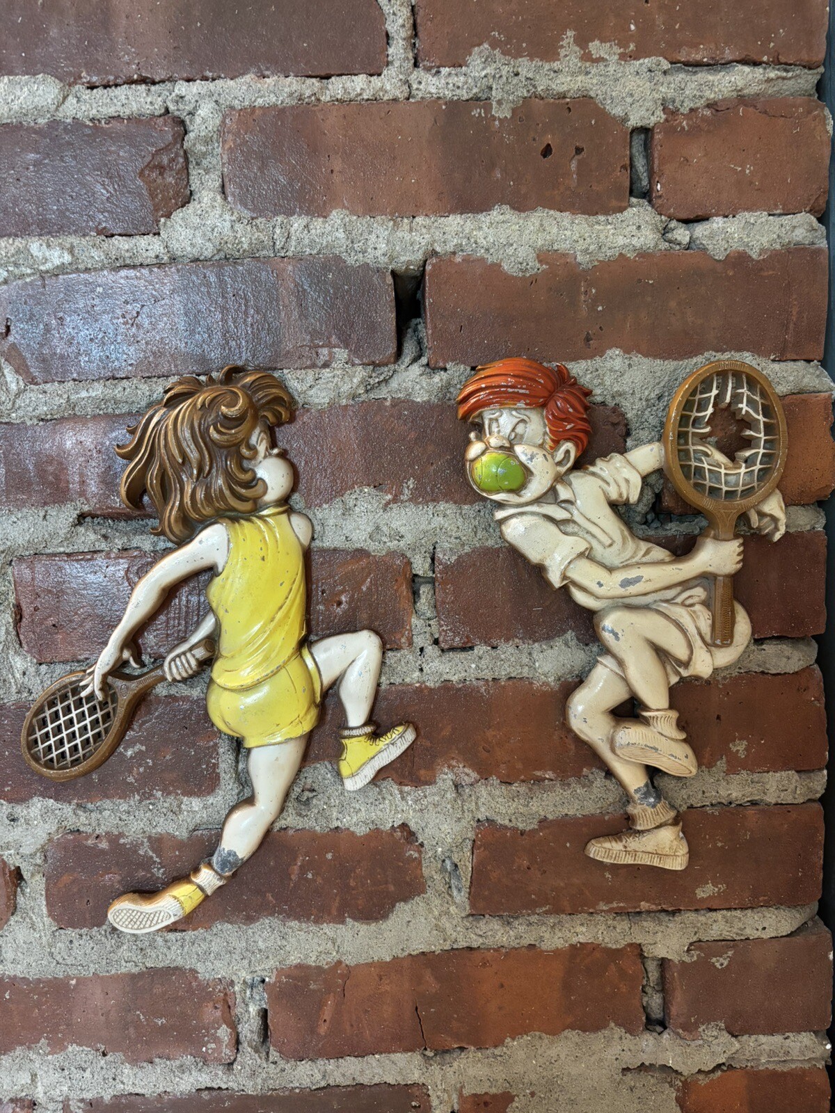 VTG 1975 Sexton Tennis Players Cast Metal Figurines Decor LOOK VTG 1975 Sexton Tennis Players Cast Metal Figurines Decor LOOK