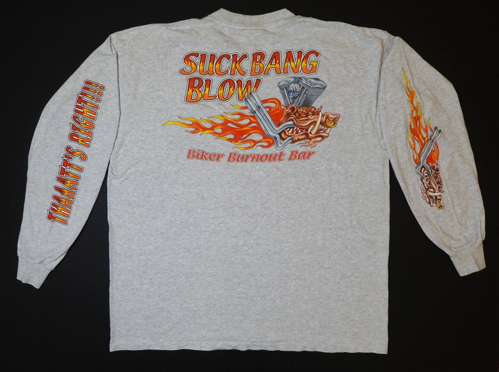 Vintage Myrtle Beach Harley Bike Week Suck Bang Blow Burn Out Bar 2XL LS T-Shirt Vintage Myrtle Beach Harley Bike Week Suck Bang Blow Burn Out Bar 2XL LS T-Shirt
