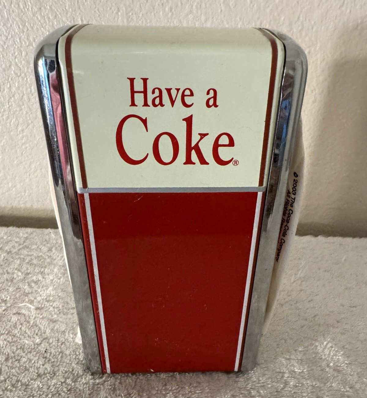 Vintage 1992 Coca-Cola Have a Coke Metal Napkin Dispenser w/ 2003 Napkins