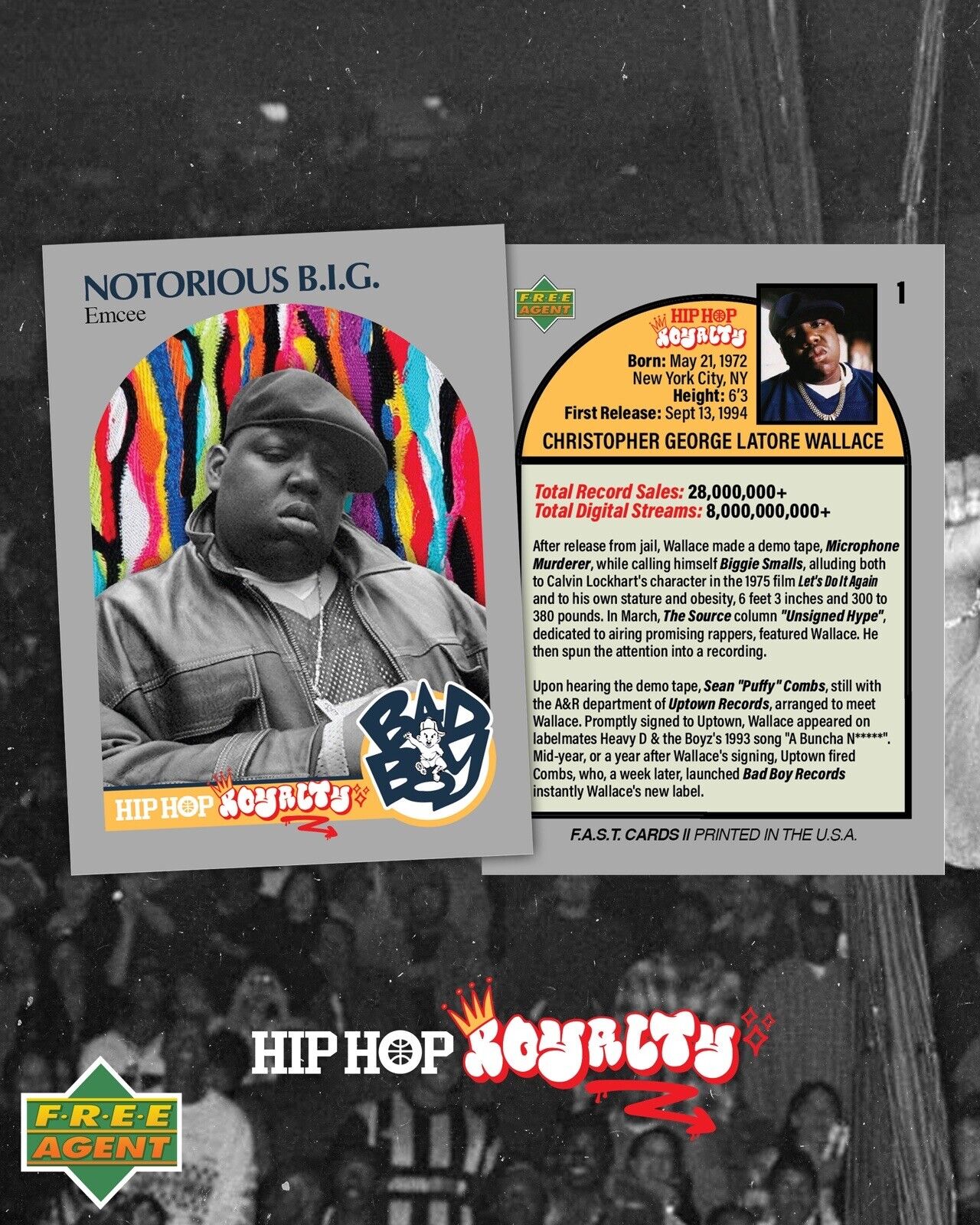 Notorious BIG 1990 NBA Hoops Hip-Hop Royalty Trading Card Biggie Wallace