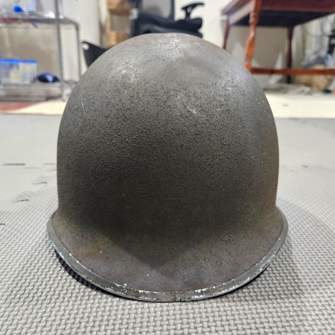 Original WWII M1 Helmet Shell, Front Seam, Fixed Bail #2