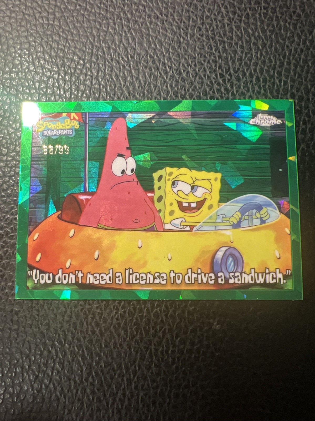 # 2025 Topps Chrome SpongeBob SquarePants Sapphire Green /99 #14 PACK FRESH NM