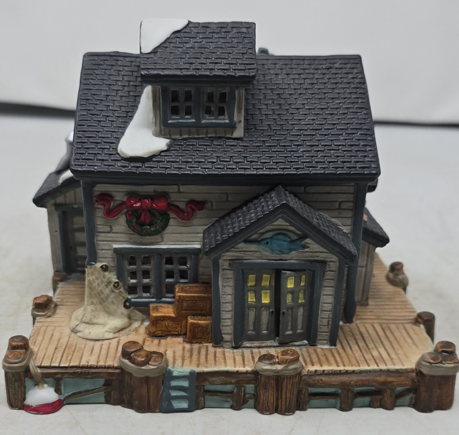 Vintage 1998 Lemax Ol\'s Fisherman\'s Shack Dock Christmas Village House Vintage 1998 Lemax Ol\'s Fisherman\'s Shack Dock Christmas Village House