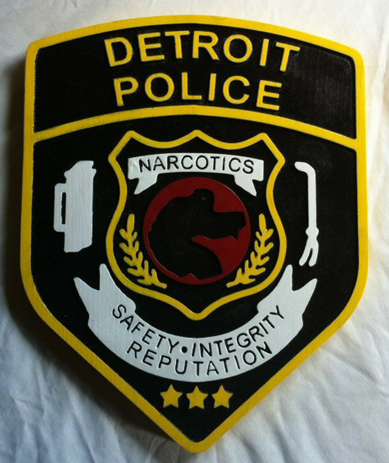 Police Detroit narcotics 3D routed wood patch plaque Sign Custom carved