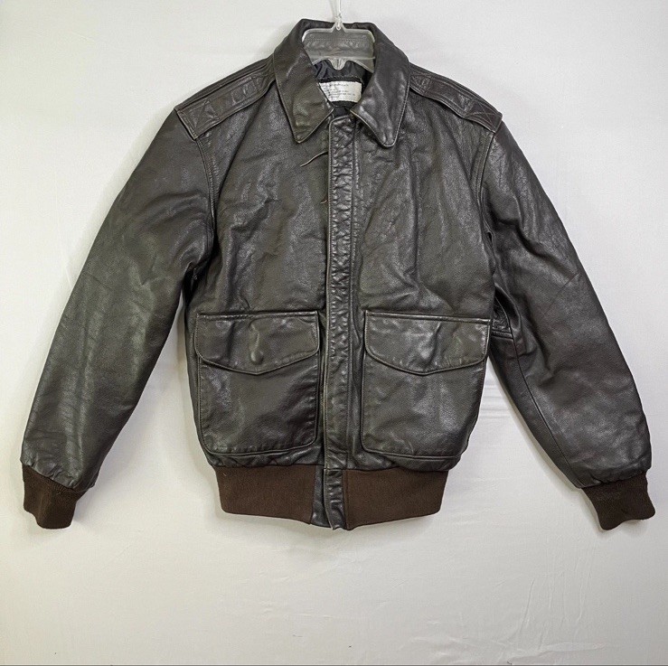 Excelled A-2 Brown Leather Flight Bomber Jacket USAF 36 Small Union Made USA Vtg Excelled A-2 Brown Leather Flight Bomber Jacket USAF 36 Small Union Made USA Vtg