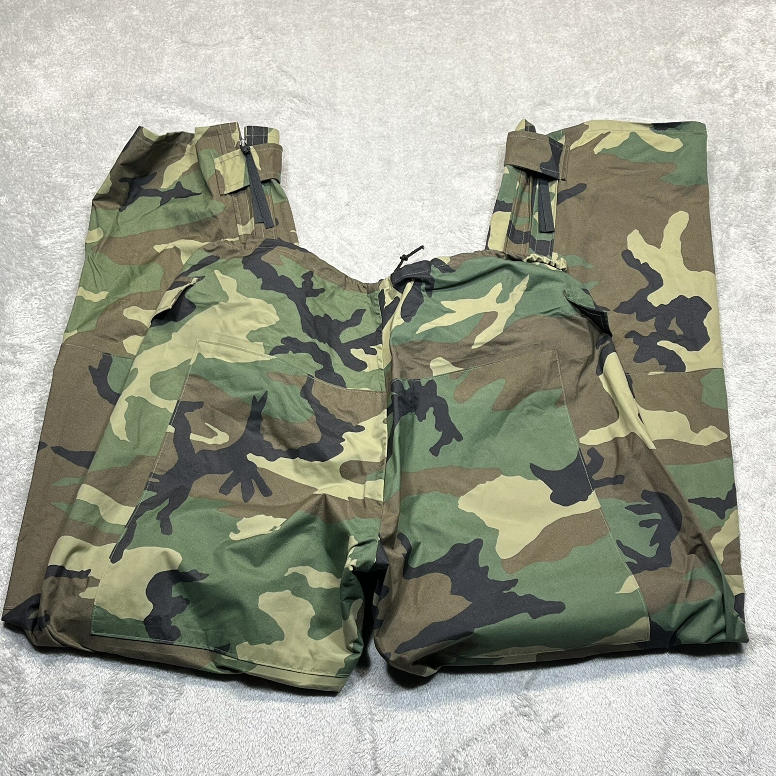 Vintage ORC Industries Improved Rainsuit Trousers Woodland Camo Waterproof Sz M