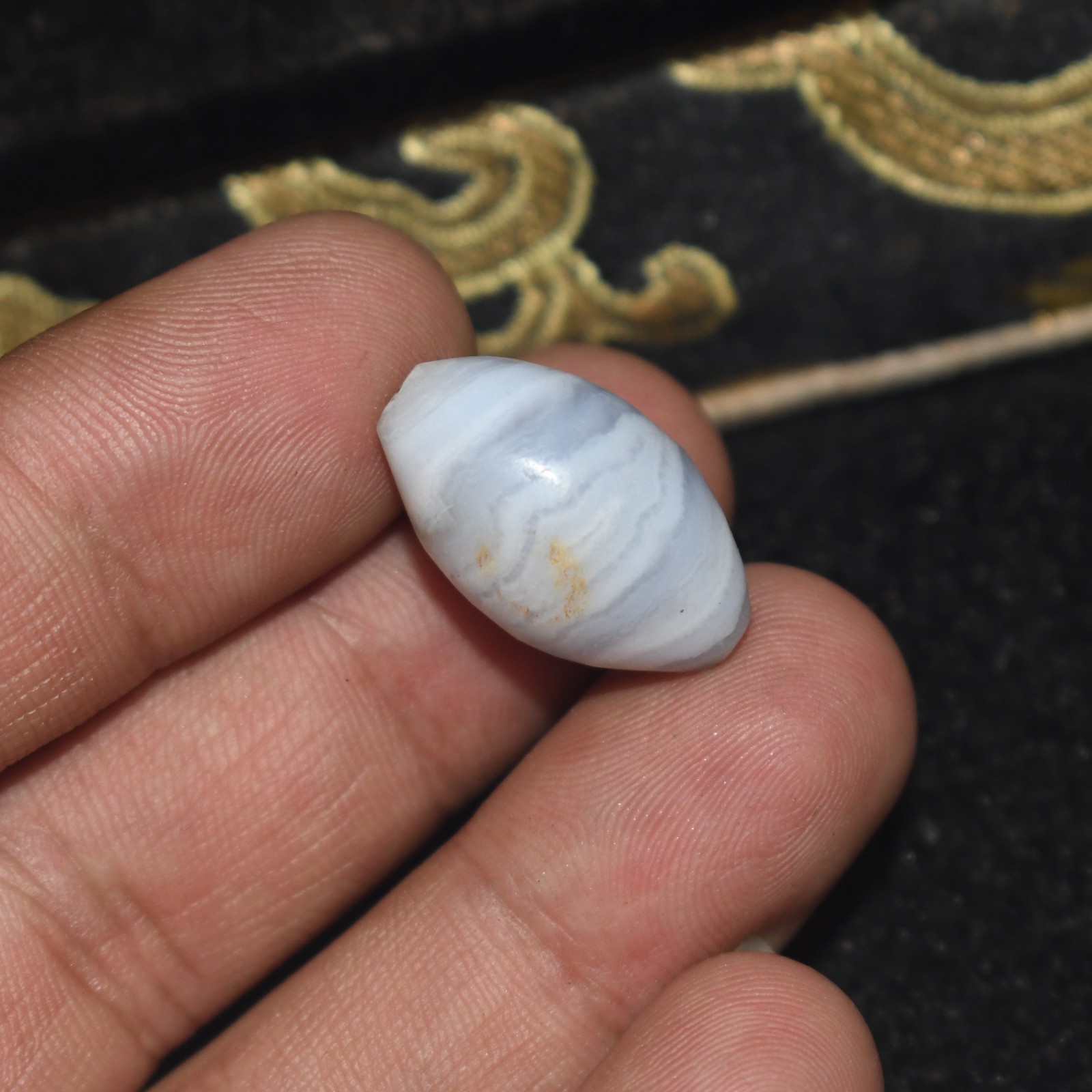 Rare Genuine Ancient Tibetan Himalayan Banded Agate Stone Dzi Bead with Eye