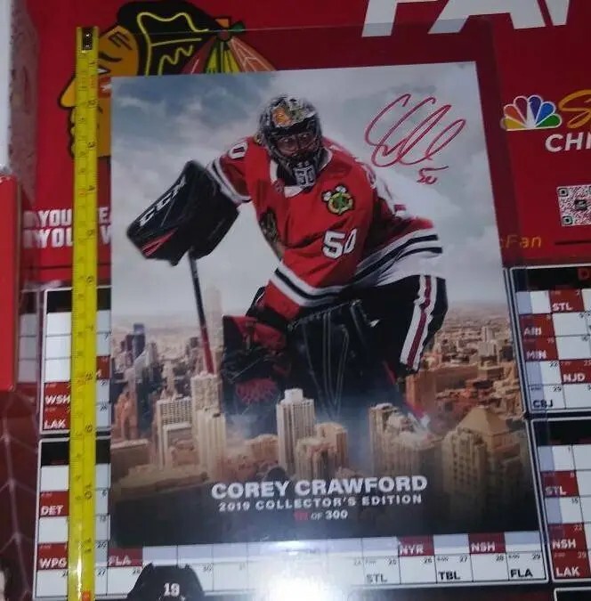 Blackhawks Corey Crawford Signature Signed Chicago Skyline 2019 RaRe 111 of 300