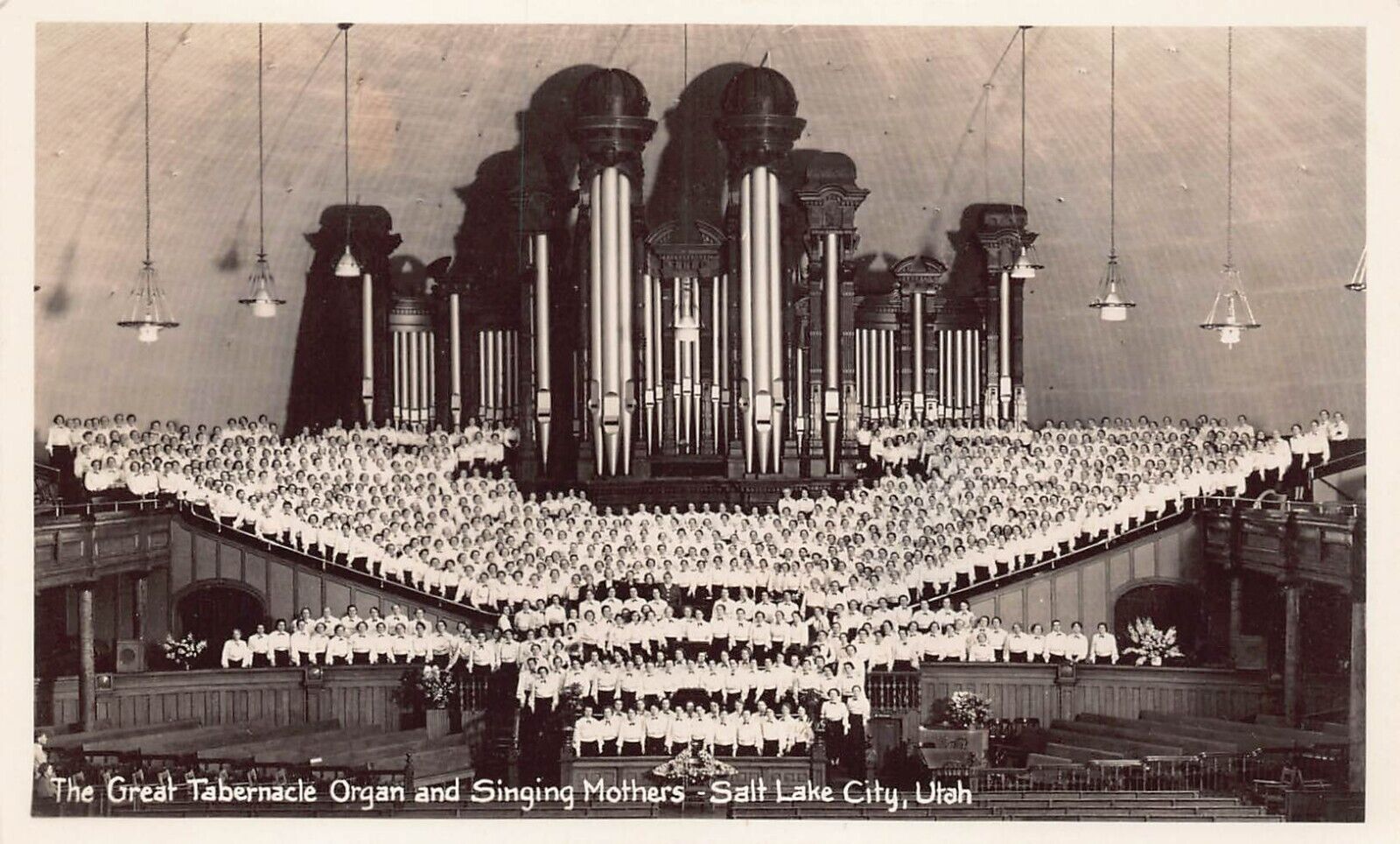 RPPC Mormon Tabernacle Choir Organ Singing Mothers LDS Photo Vtg Postcard A13