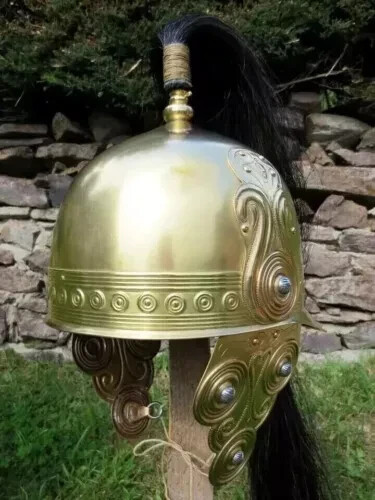 18 ga Brass Sca Larp Medieval, Roman Celtic Montefortino, Helmet Medieval Knight 18 ga Brass Sca Larp Medieval, Roman Celtic Montefortino, Helmet Medieval Knight