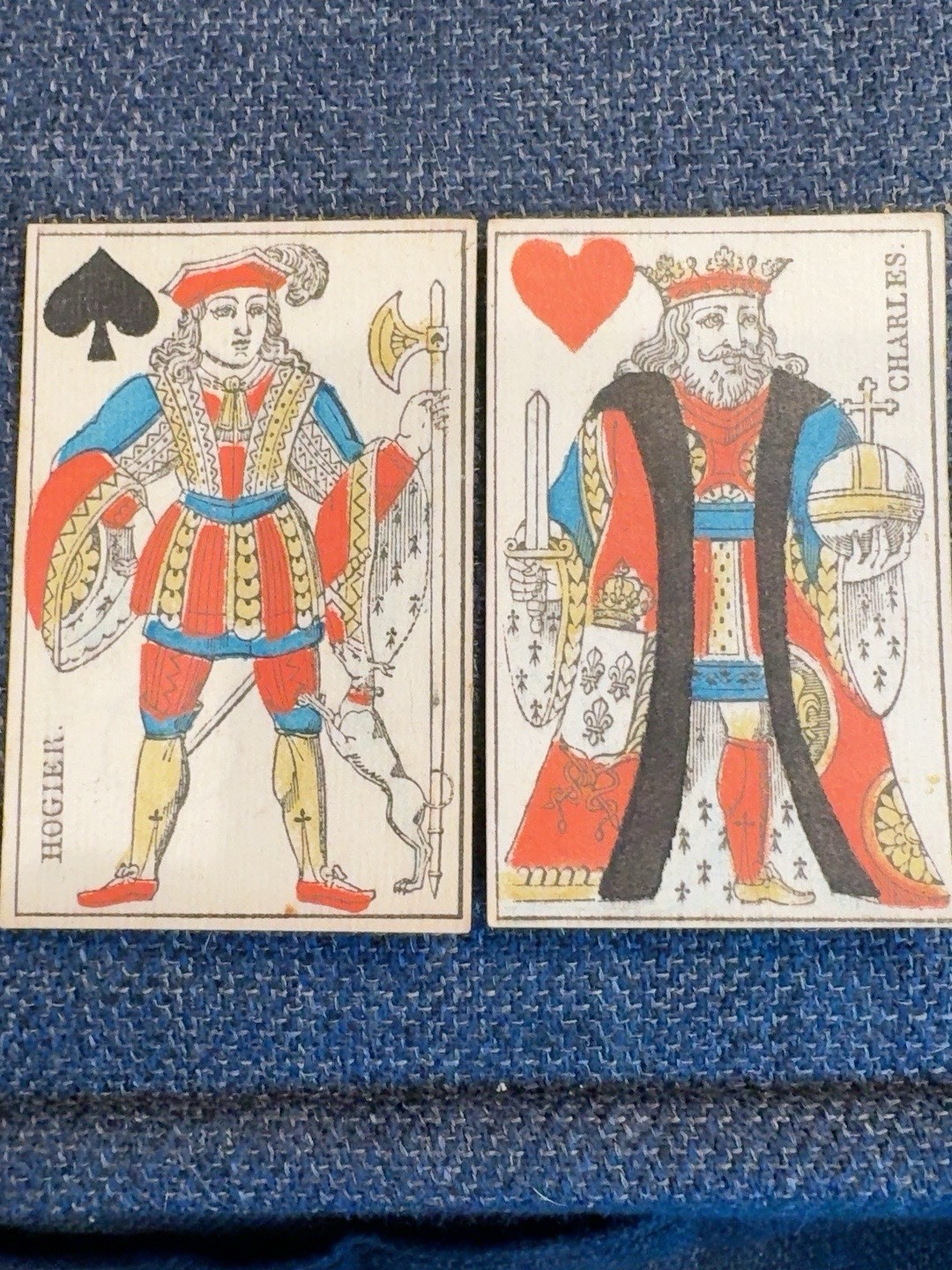 2 Antique French Gatteaux Playing Cards Hogier & Charles c1816-1830 Pair