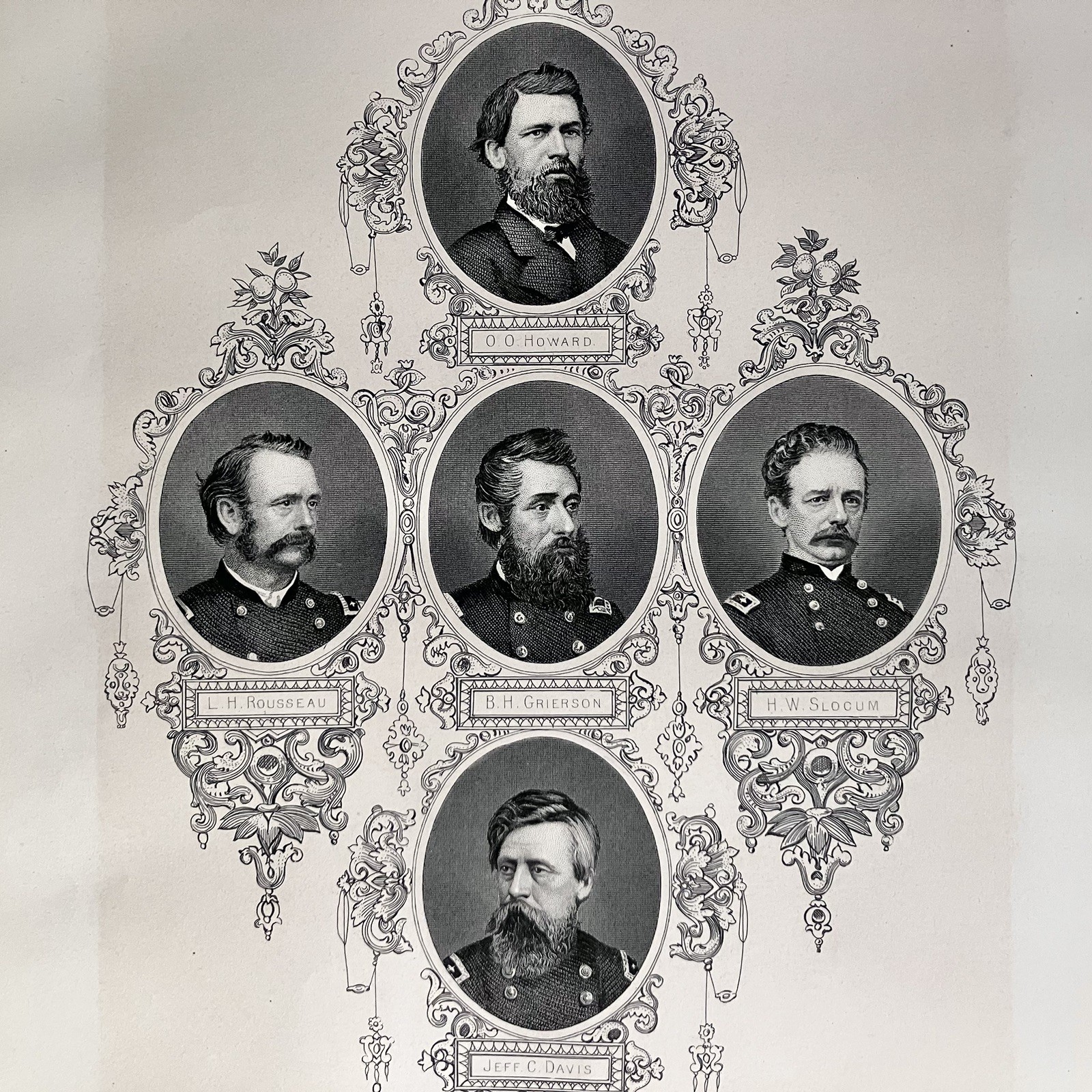 1866 CIVIL WAR Engraving / 5 UNION GENERALS / From MATTHEW BRADY Photos / RARE 1866 CIVIL WAR Engraving / 5 UNION GENERALS / From MATTHEW BRADY Photos / RARE