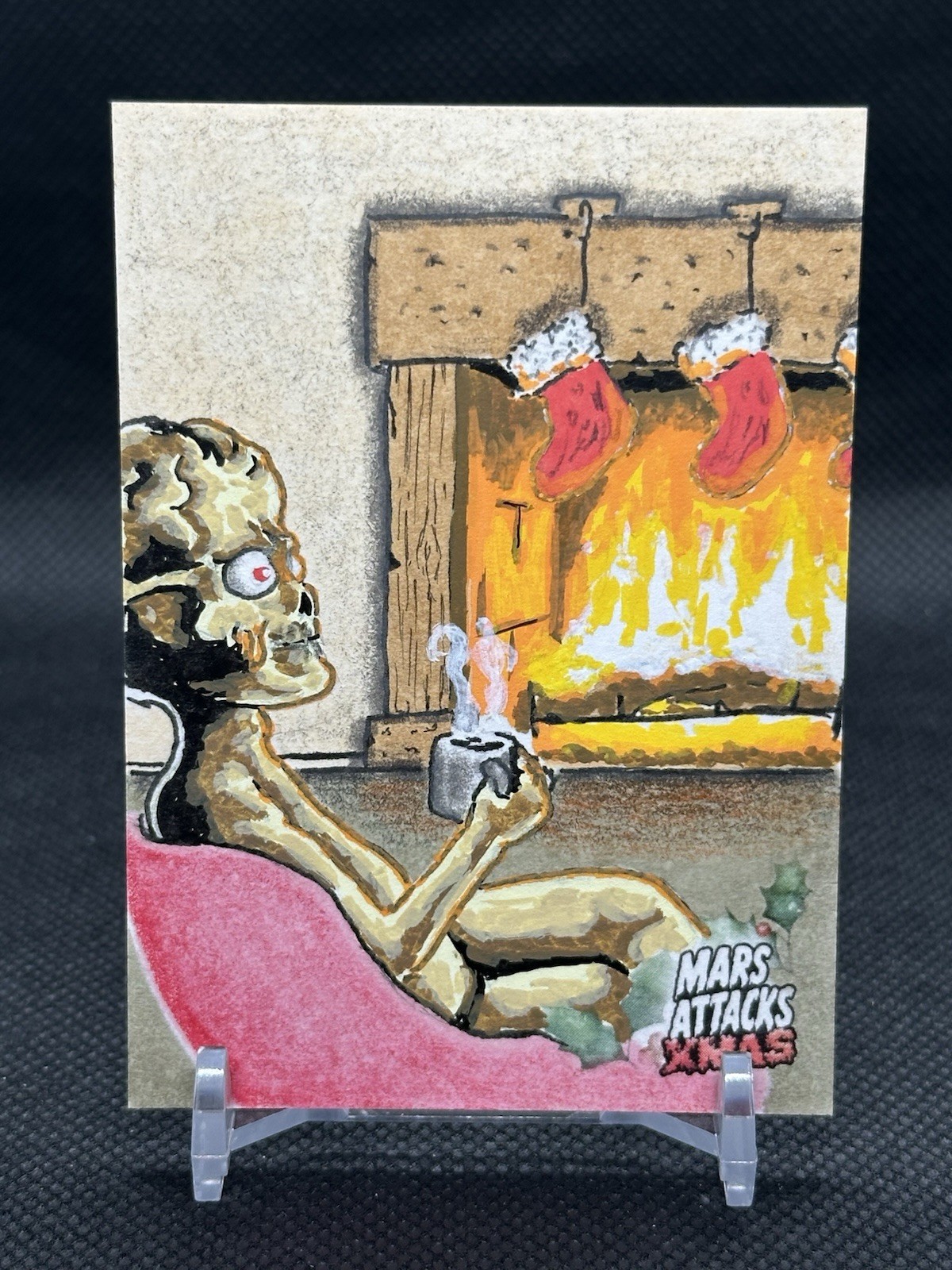 2026 Topps Mars Attacks Christmas Martian Having Cocoa Sketch 1/1 Auto By JBoom 2026 Topps Mars Attacks Christmas Martian Having Cocoa Sketch 1/1 Auto By JBoom