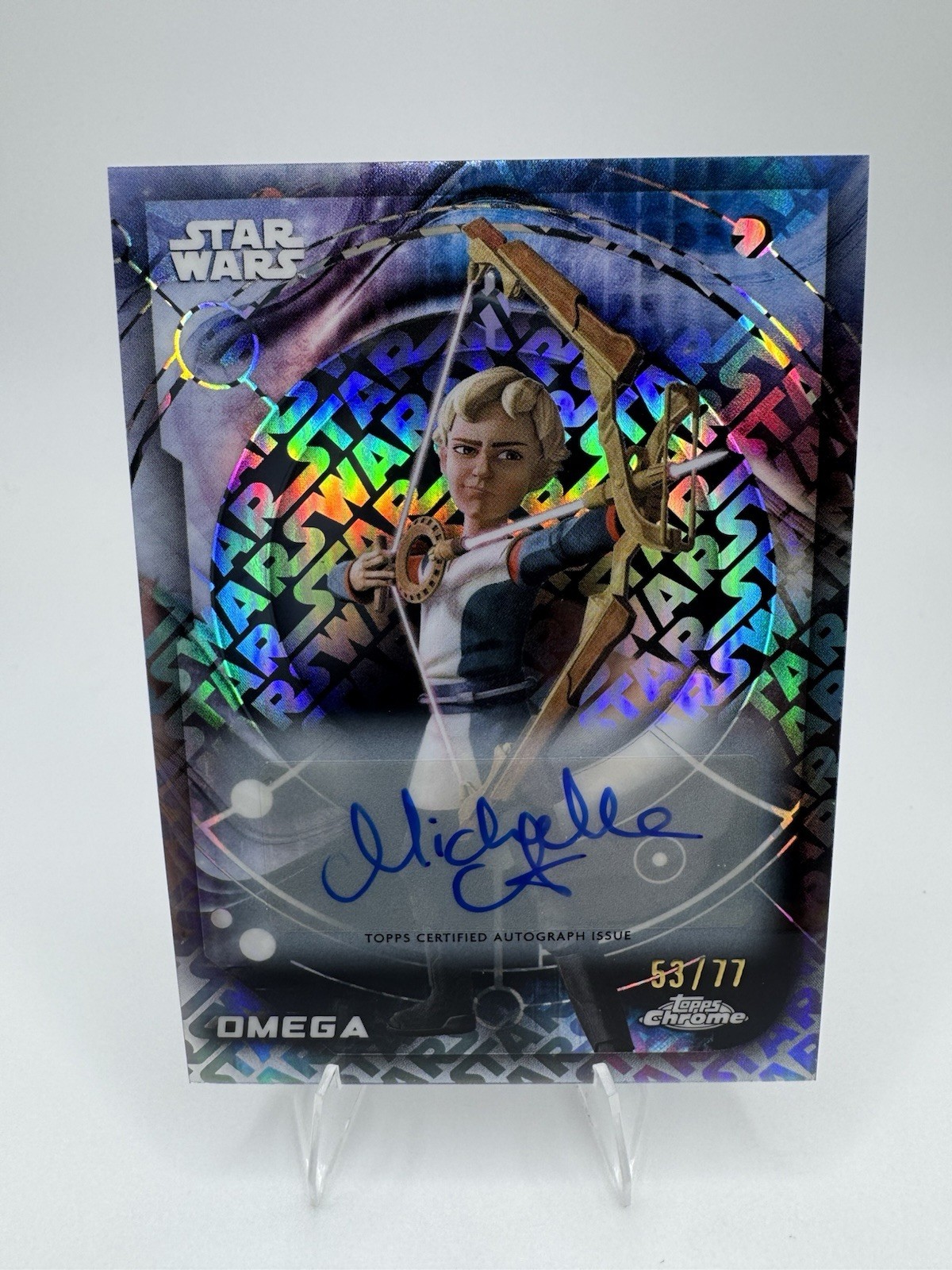 2026 Topps Chrome Star Wars Logofractor Autograph /77 Omega - Michelle Ang #158