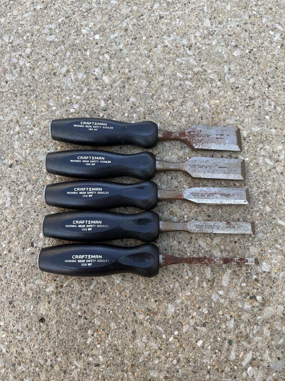 Craftsman 36859 -  5pc Wood Chisel Set MADE IN USA 1/4”, 1/2”, 3/4”, 1”, 1 1/4”