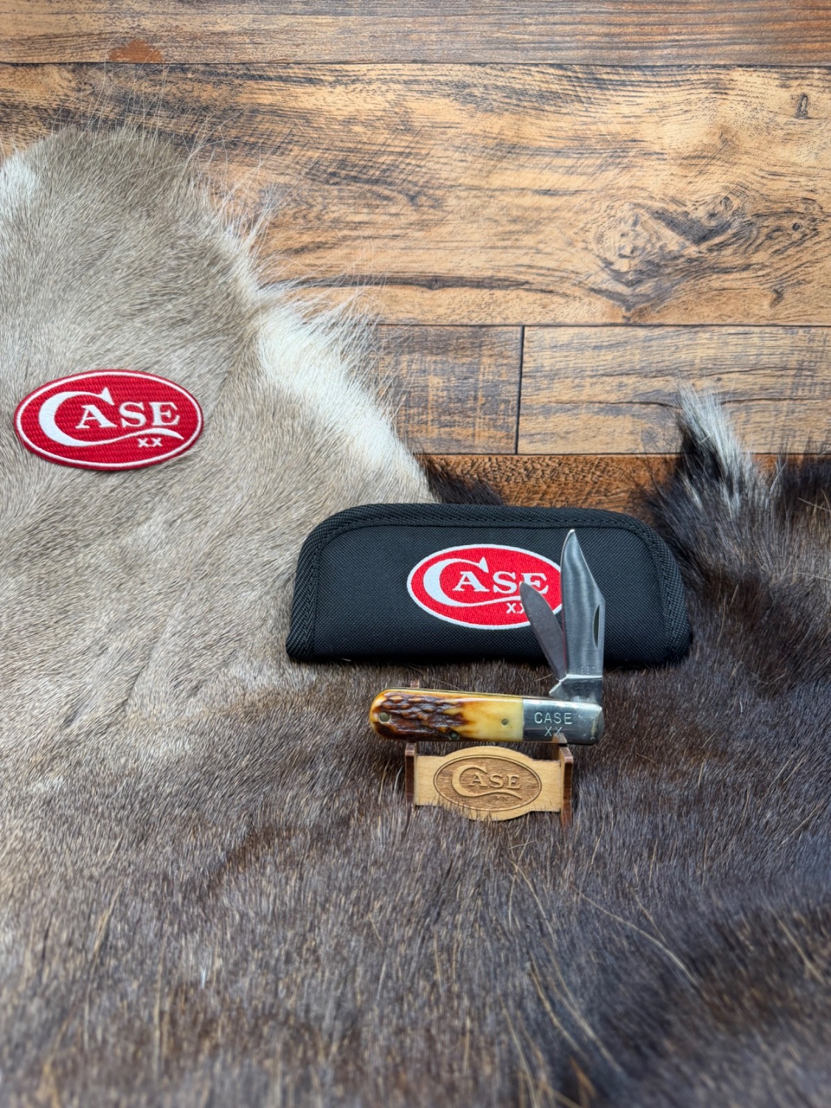1984 Case 6 Dots 52009 1/2 Barlow Knife With Stag Handles Mint Case Logo Pouch