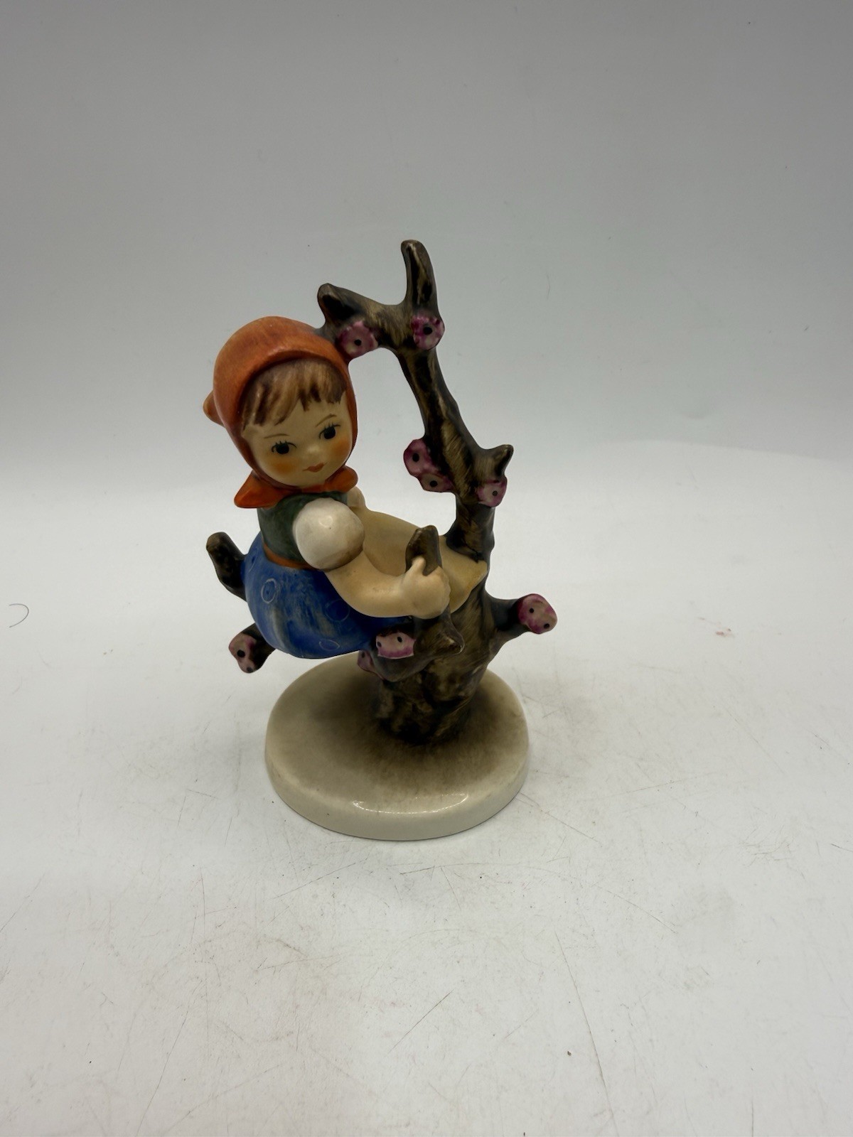 Vintage West Germany Girl Sitting in Flowering Tree Porcelain Figurine 4\ Vintage West Germany Girl Sitting in Flowering Tree Porcelain Figurine 4\