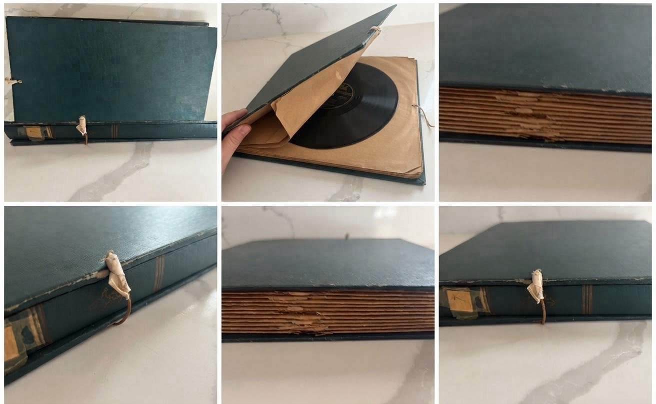 Antique 1920s-1930s 78 RPM Record Binder Set 12 Discs Untested 10 Inch