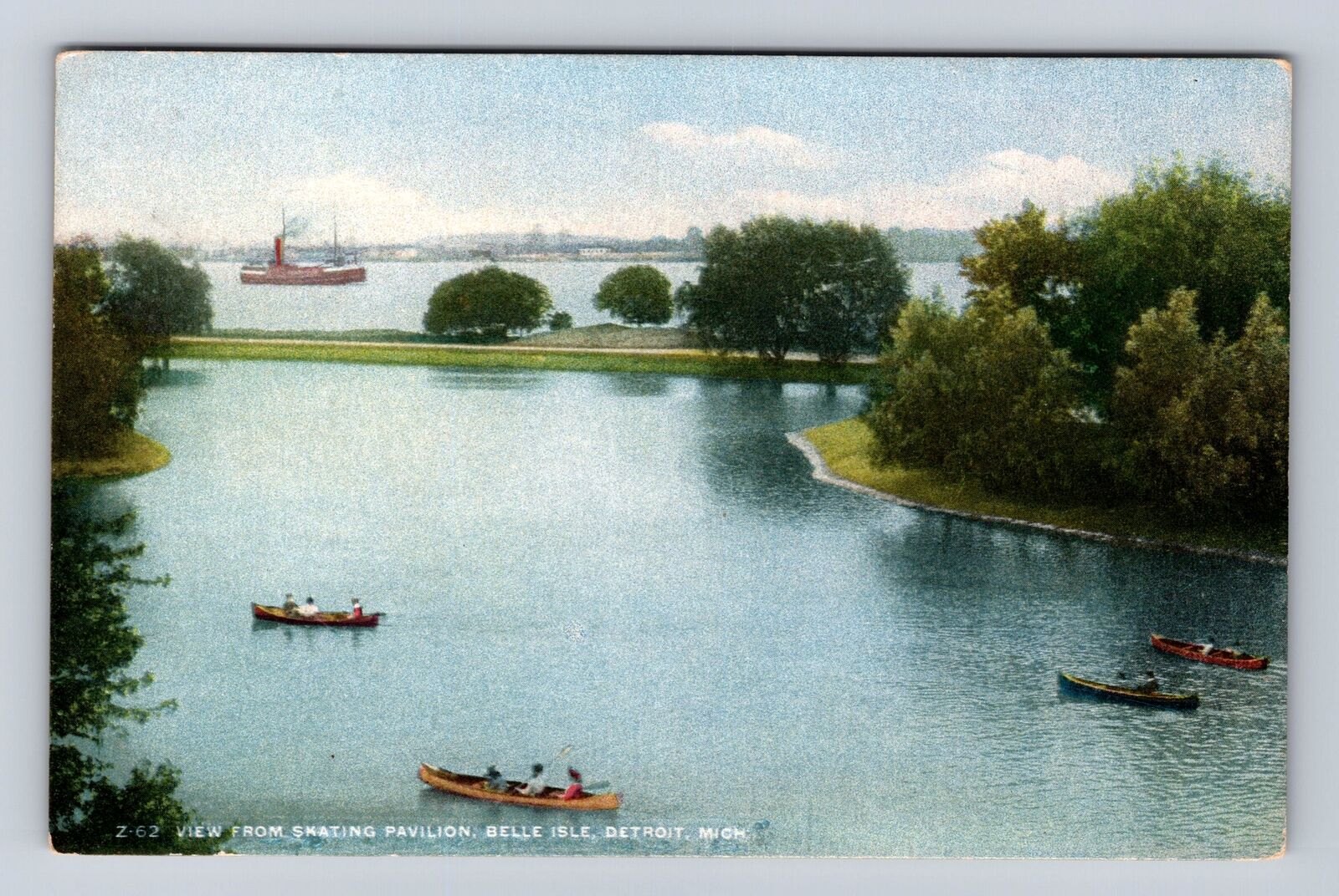 Detroit MI- Michigan, Skating Pavilion, Belle Isle, Antique, Vintage Postcard