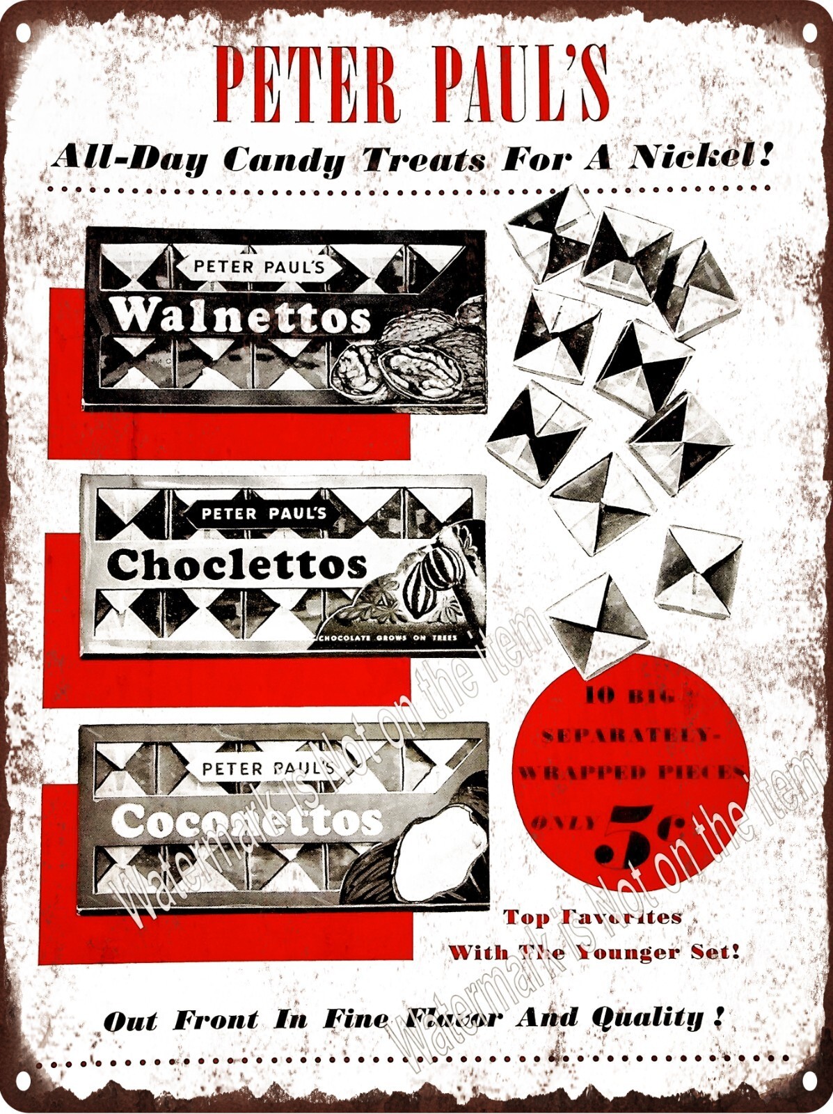 Peter Paul\'s Walnettos Choclettos Coconettos Bar Candy Metal Sign 9x12\ Peter Paul\'s Walnettos Choclettos Coconettos Bar Candy Metal Sign 9x12\