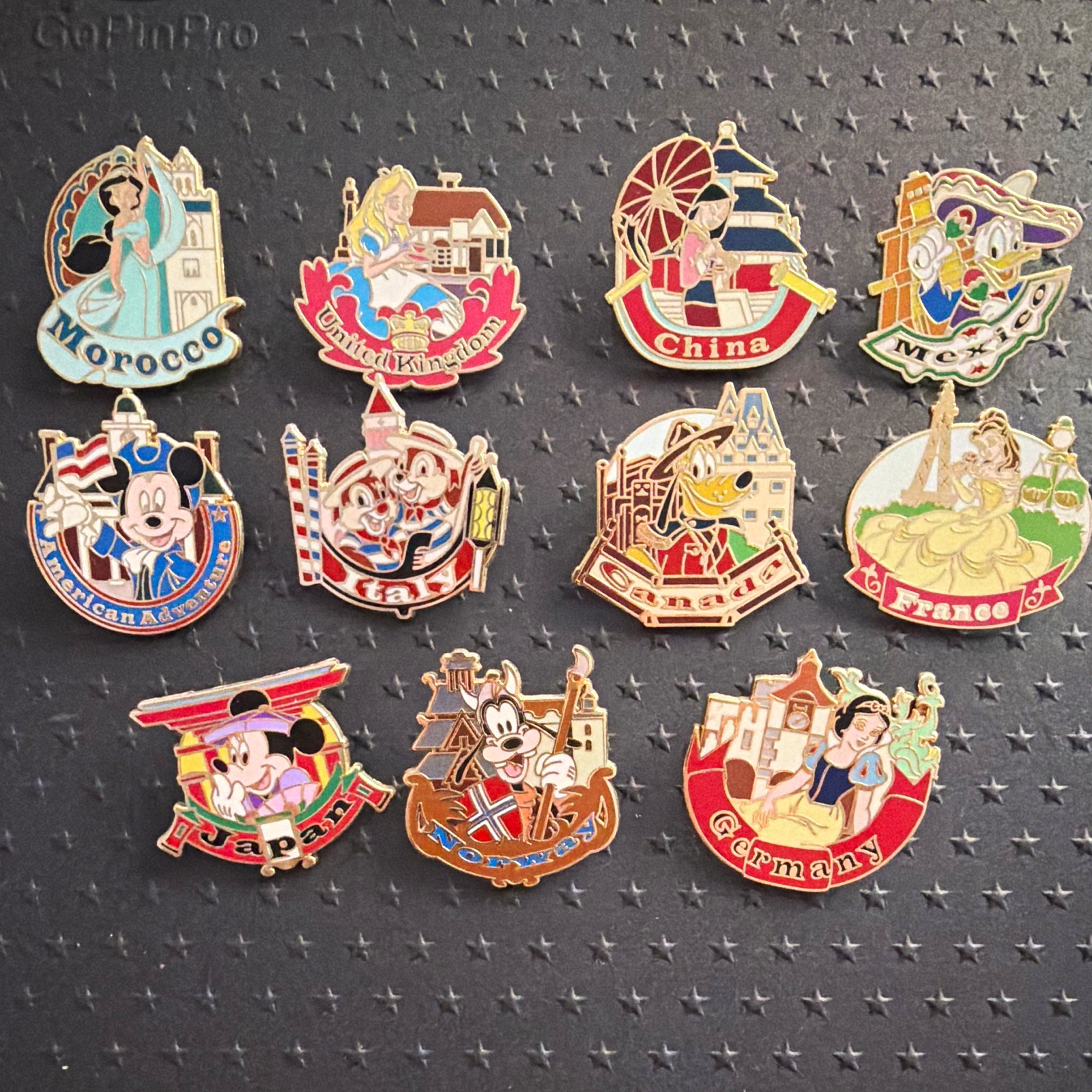 Disney Epcot World Showcase 11 Countries Character Pavilion Pin Set 2010 Disney Epcot World Showcase 11 Countries Character Pavilion Pin Set 2010