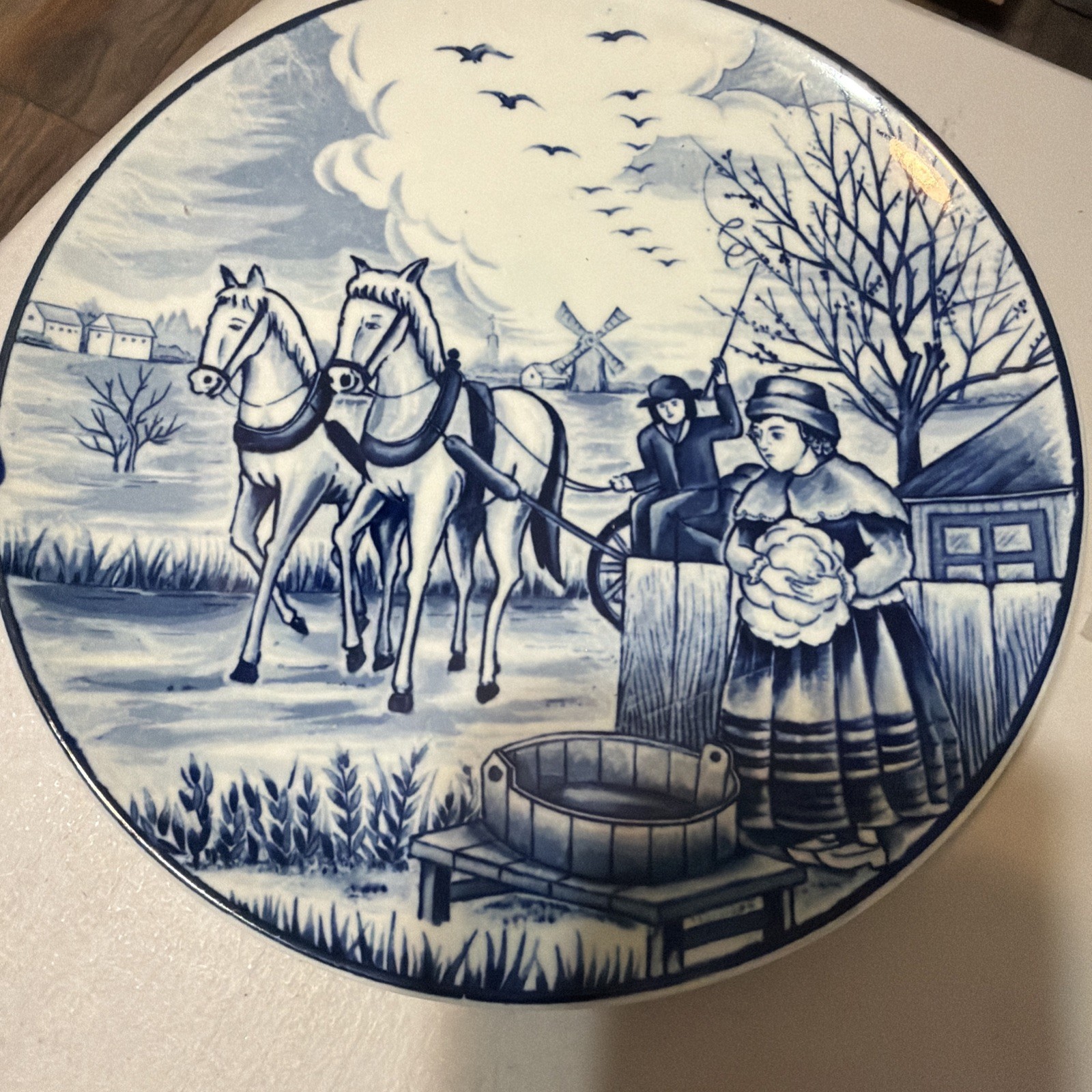VTG Dutch Royal Delfts Blauw Handwerk Four Seasons Wall Plate 7 3/8” VTG Dutch Royal Delfts Blauw Handwerk Four Seasons Wall Plate 7 3/8”