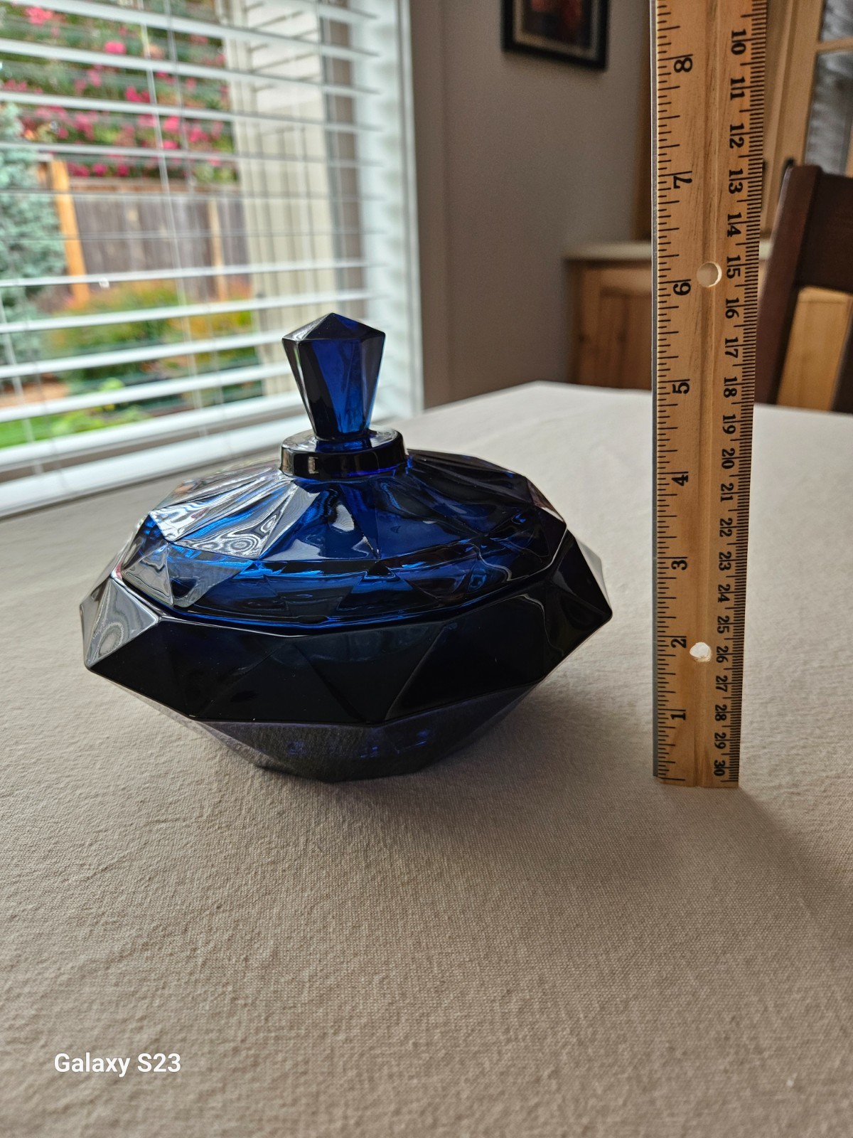 RARE VTG Charcoal Blue Viking Glass Diamond Point Candy #6816 w/Lid--EXCELLENT RARE VTG Charcoal Blue Viking Glass Diamond Point Candy #6816 w/Lid--EXCELLENT