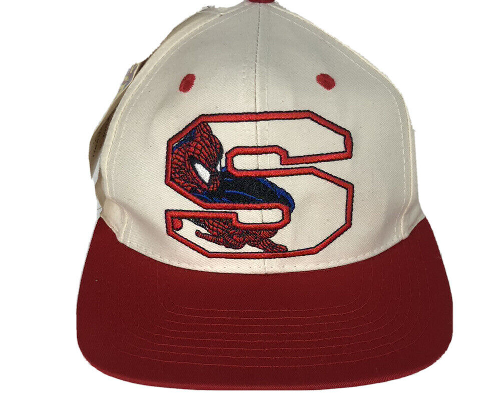 Marvel SpiderMan S 1994 NEW with tag trucker snapback Logo 7 hat  Red White