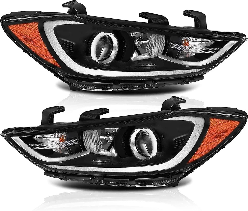 Headlights Fit for 2017-2018 Hyundai Elantra, Halogen, Black Housing Headlights Fit for 2017-2018 Hyundai Elantra, Halogen, Black Housing